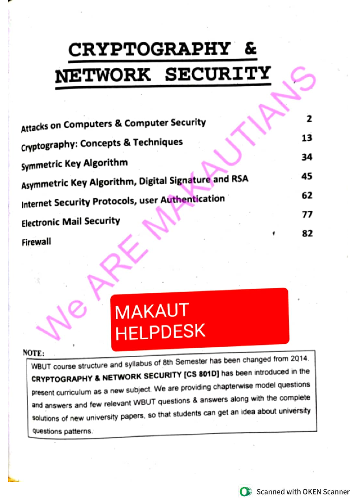 CRYPTOGRAPHY NETWORK SECURITY: Comprehensive Course Notes for MAKAUT ...