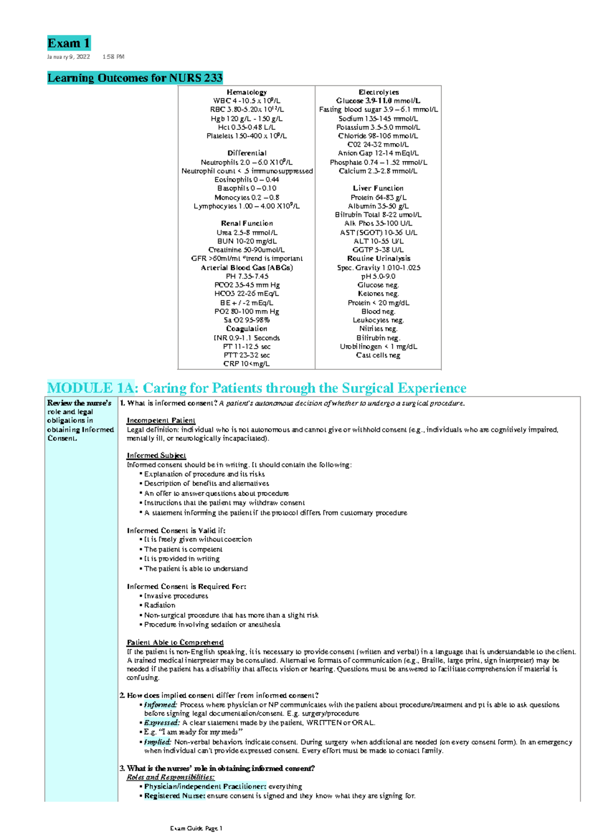 NURS 233 Final Exam Study Guide: Key Concepts in Hematology and ...