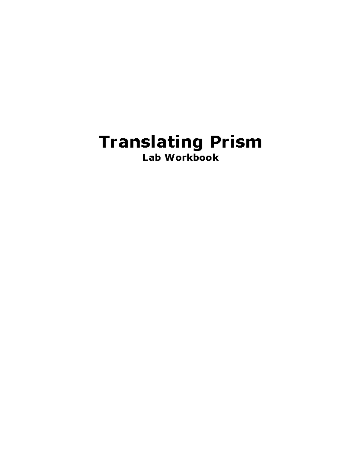 Translation Lab Workbook: Prism Demo Data Guide - Studocu