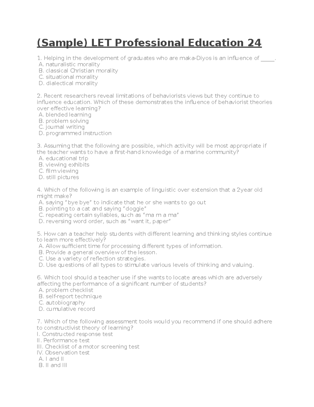LET Professional Education 24: Comprehensive Study Guide for Teachers ...