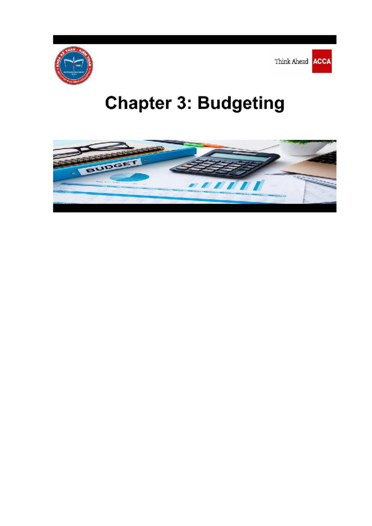 ACCA 101: Chapter 3 - Budgeting and Budgetary Control - Studocu