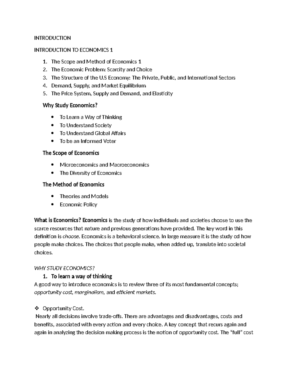ECO 101: Intro to Economics - Key Concepts & Study Notes - Studocu