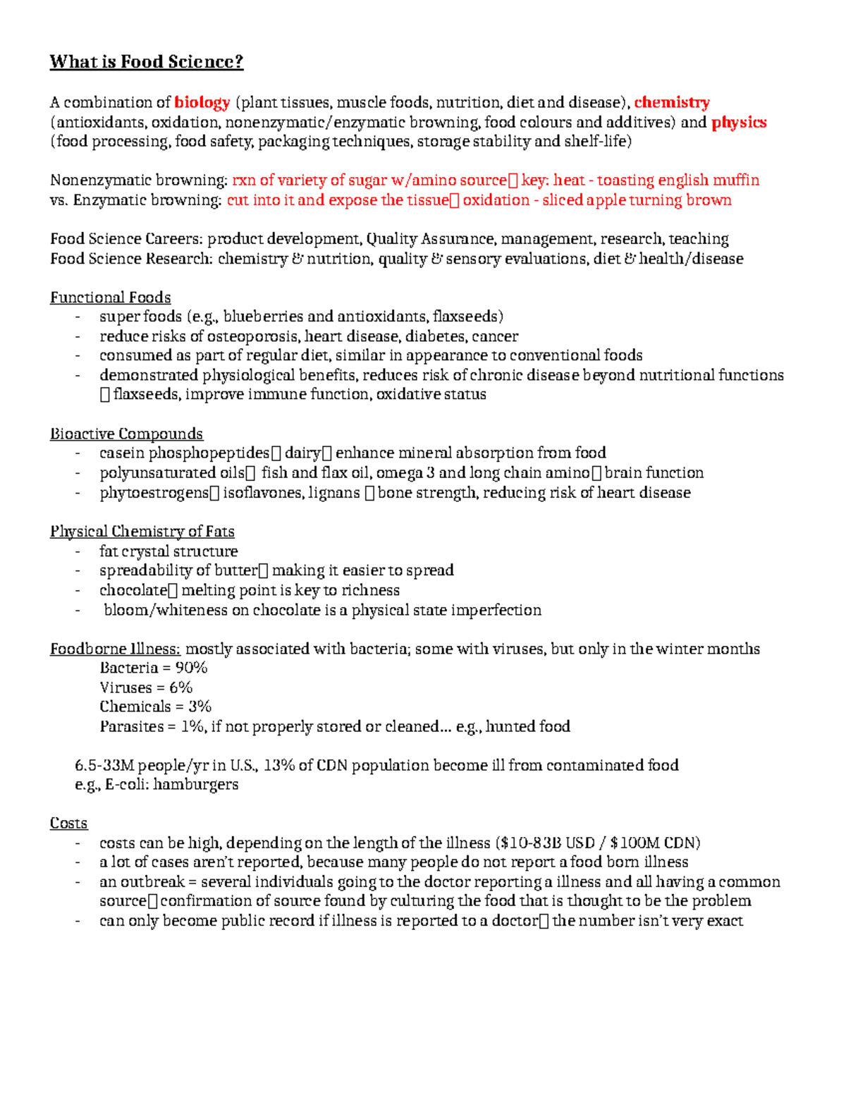 Docx for food and nutrition exam notes - What is Food Science? A ...