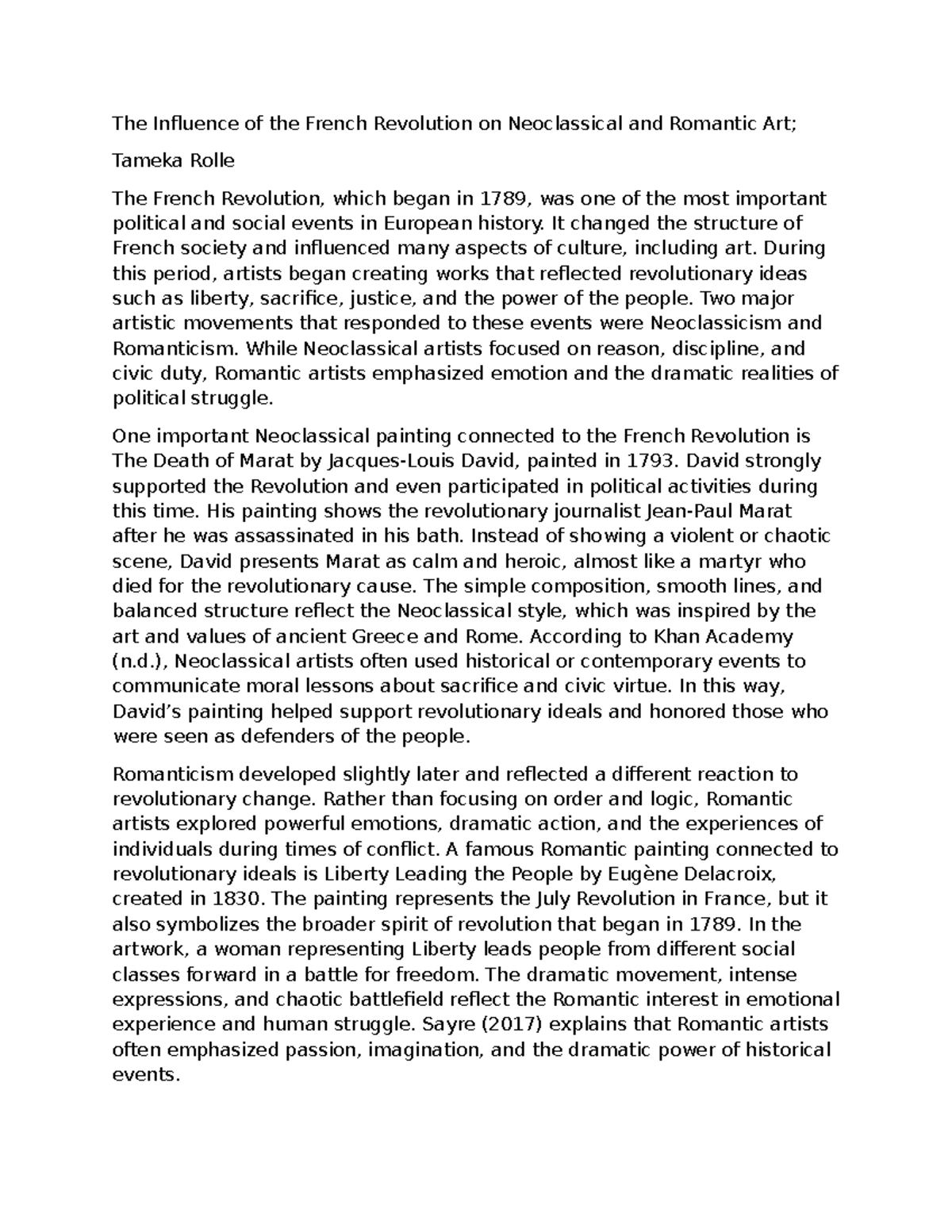 The Impact of the French Revolution on Neoclassicism & Romanticism ...