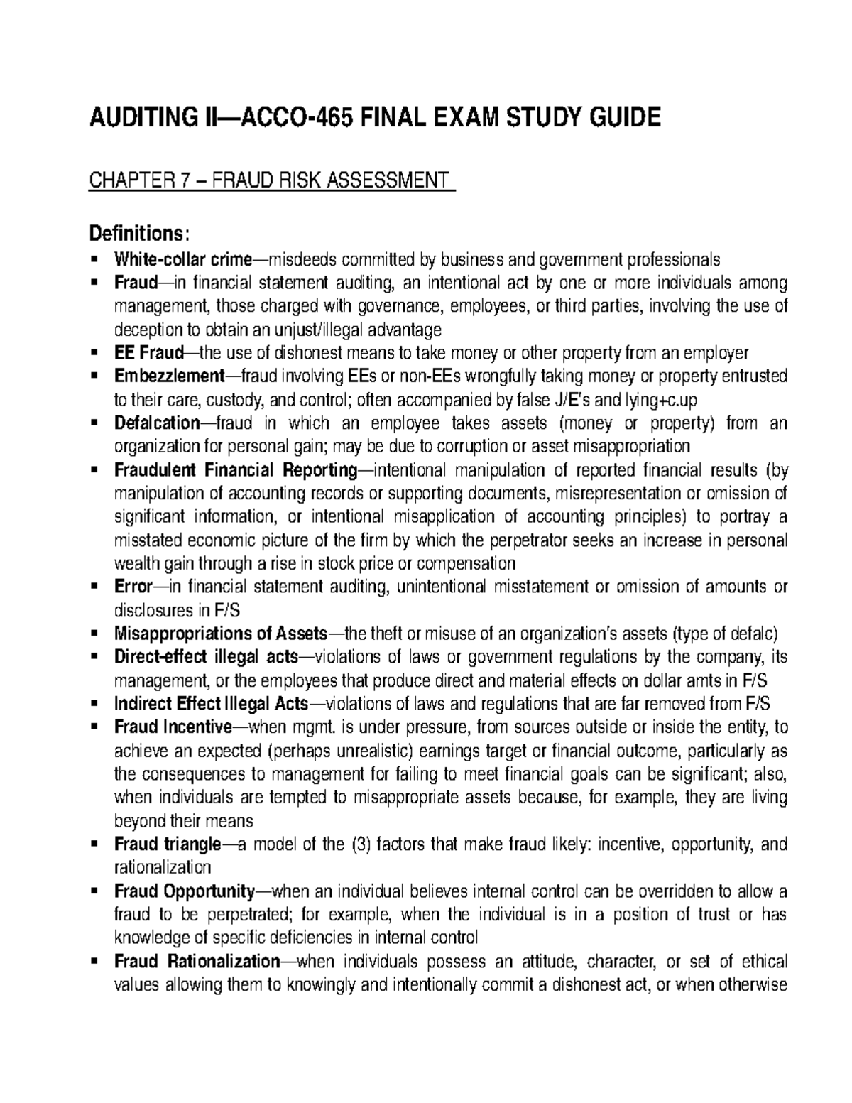 Auditing II ACCO-465 Final EXAM Study GU - AUDITING II—ACCO-465 FINAL ...