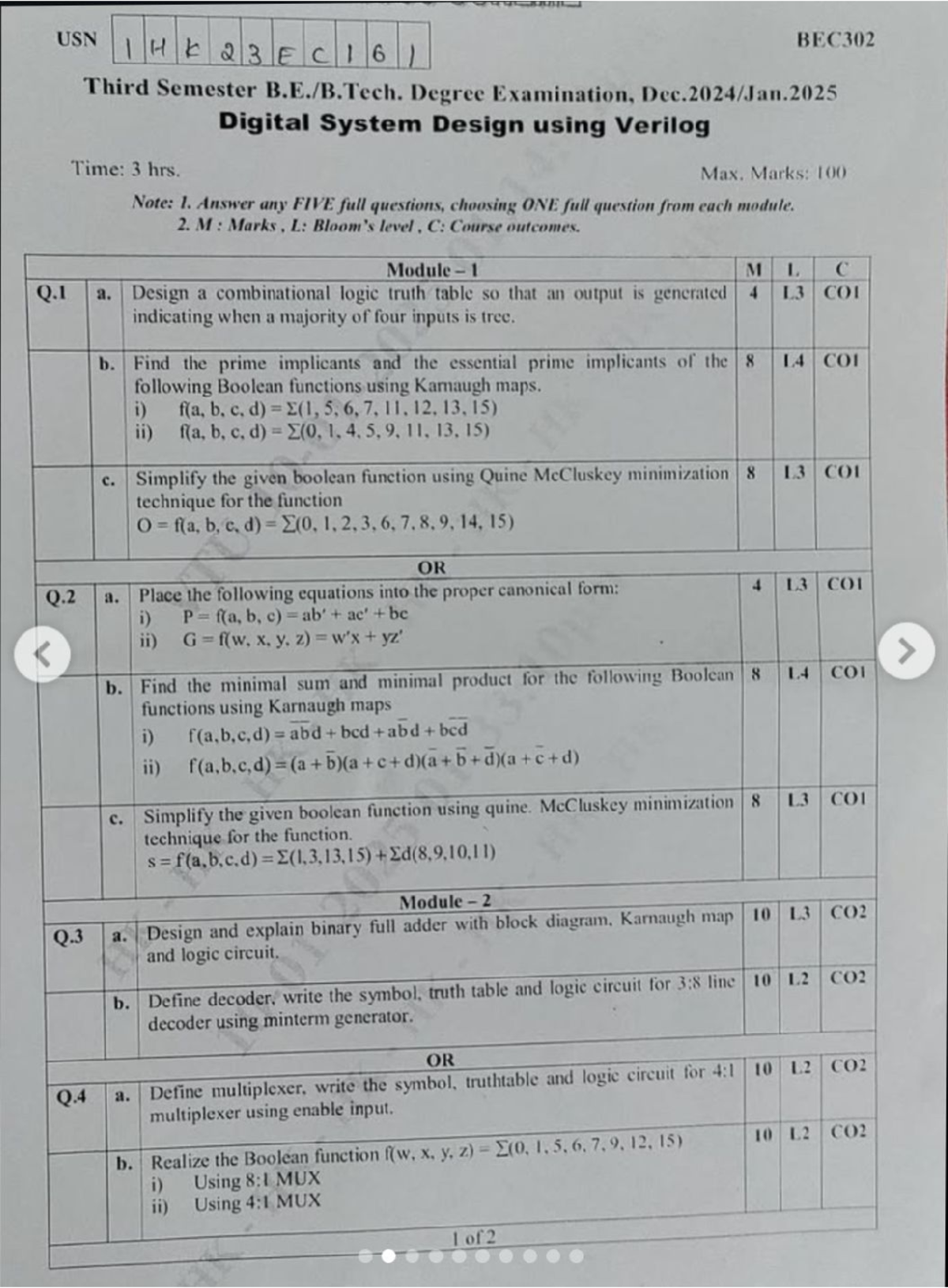 BEC302 Digital System Design Exam Questions and Solutions - Studocu