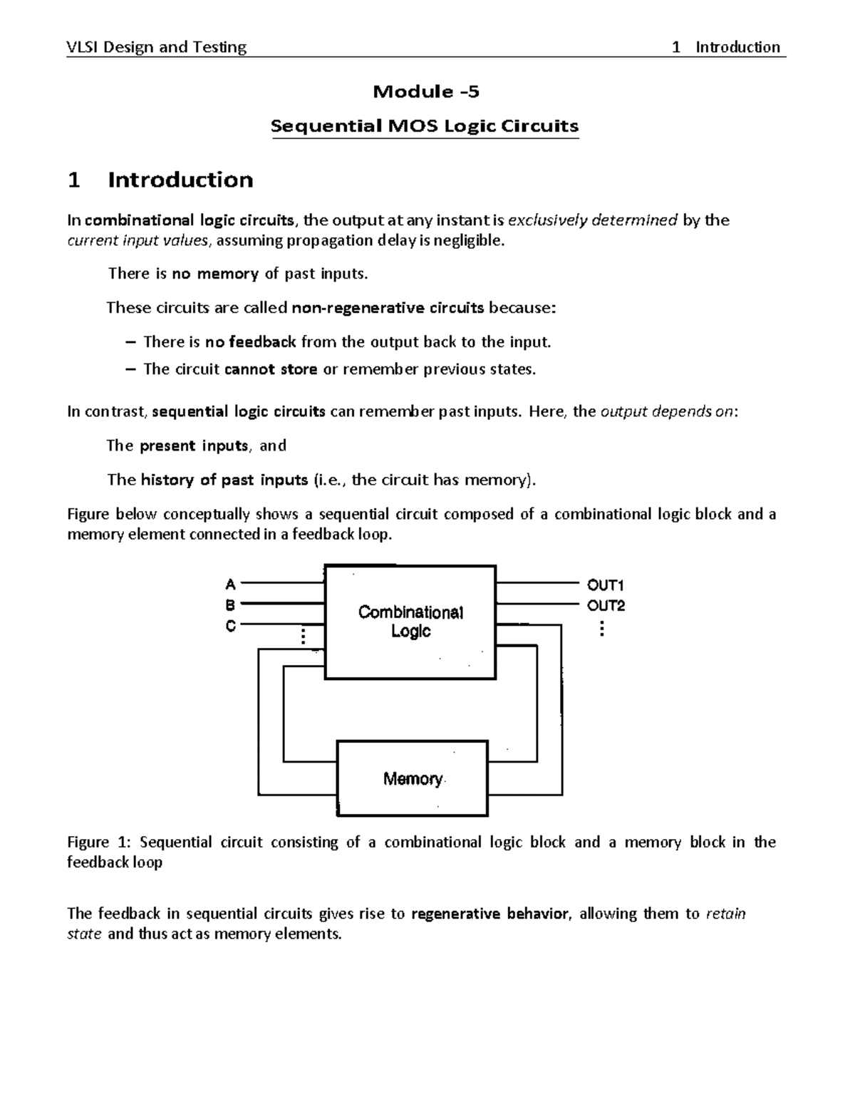 Module 5 - Sequential MOS Logic Circuits: VLSI Design and Testing ...