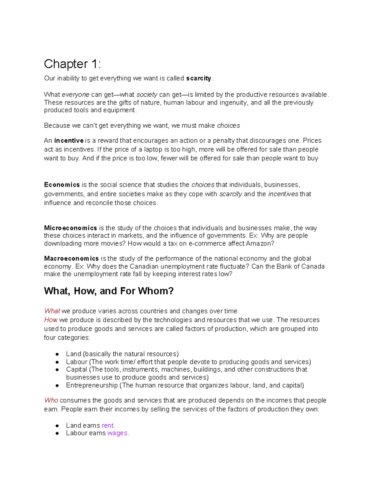 Chapter 1 - Economics Practice Questions and Answers - Studocu