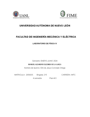 Practica 7 - fisica 4 - UNIVERSIDAD AUTONOMA DE NUEVO LEON FACULTAD DE ...