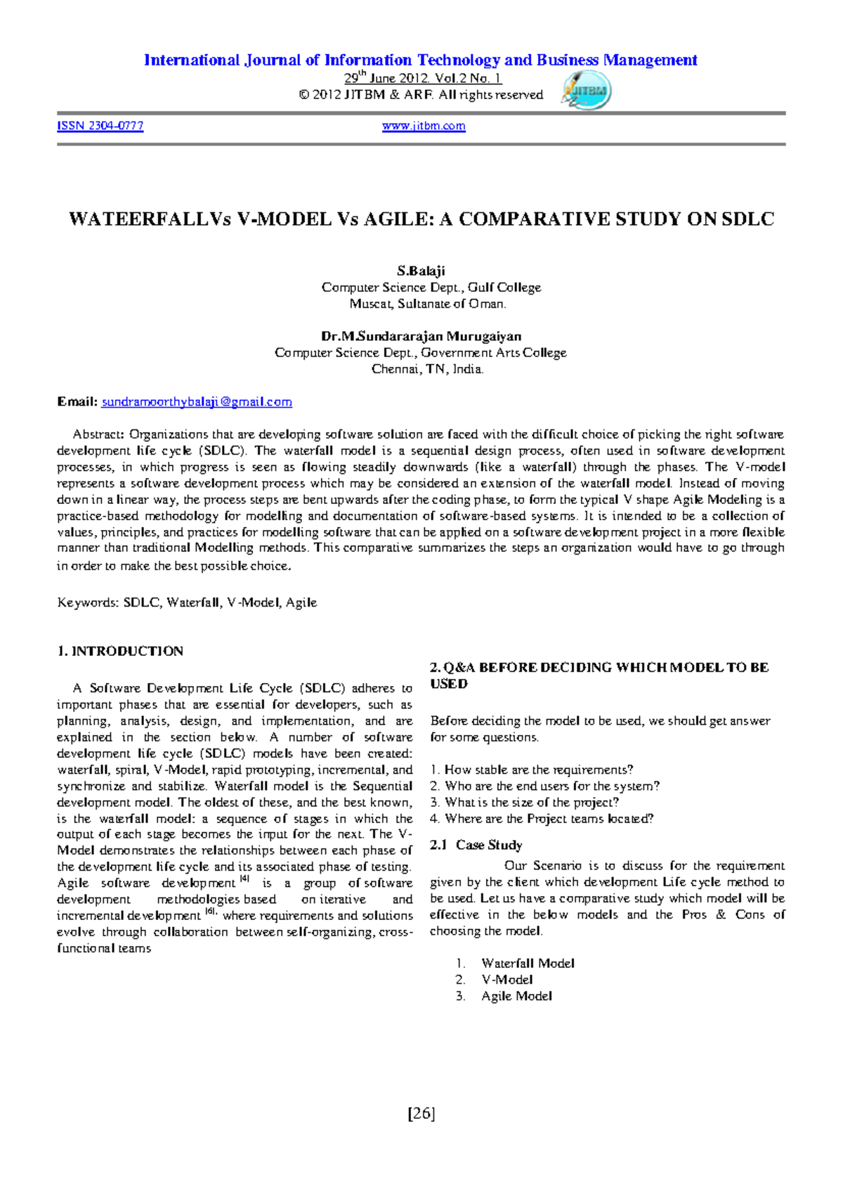Waterfall vs V-Model vs Agile: A Comparative Study on SDLC - Studocu