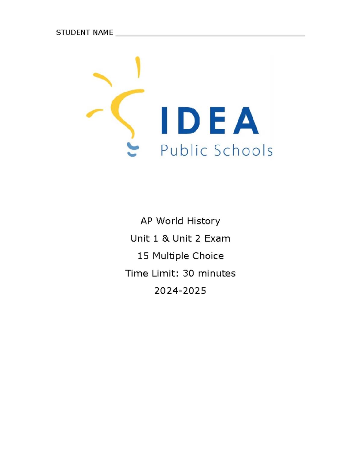 AP World History Unit 1 & 2 Final Exam (2024-2025): MC & Short Answer ...