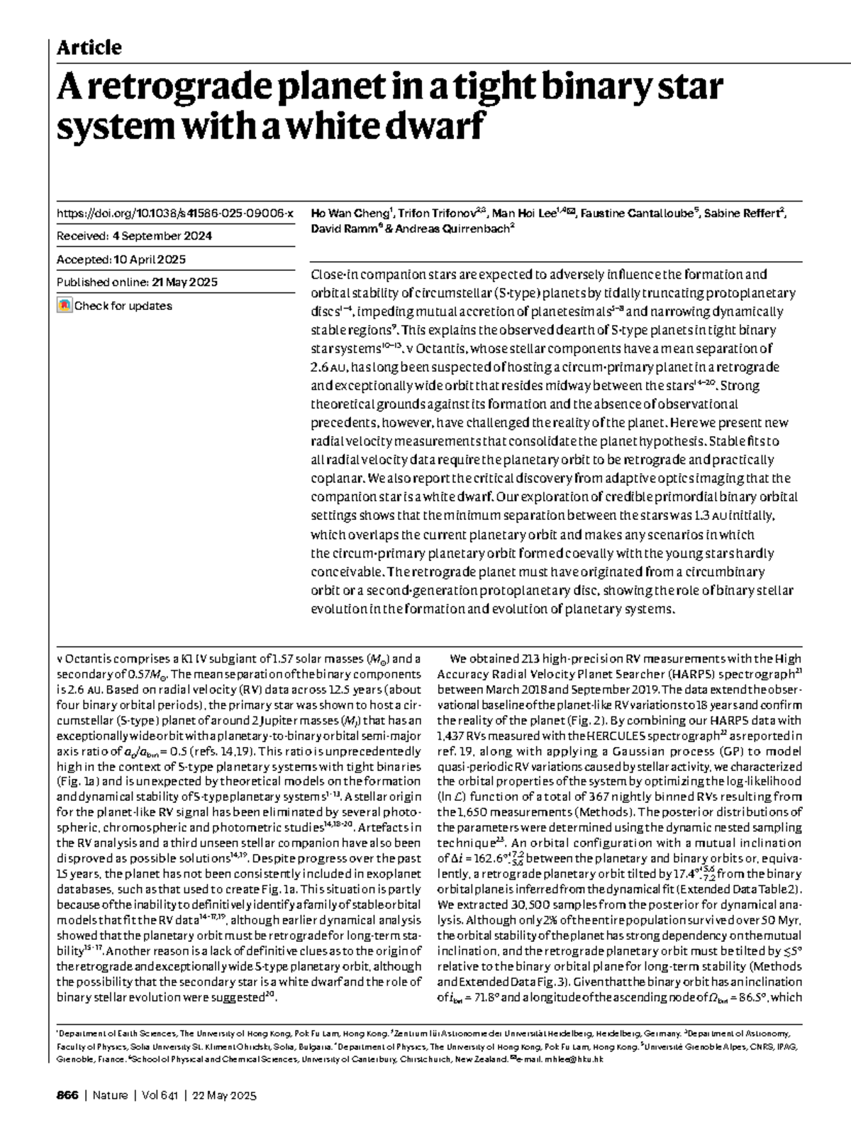 A Retrograde Planet in the ν Octantis Binary System: Insights from RV ...
