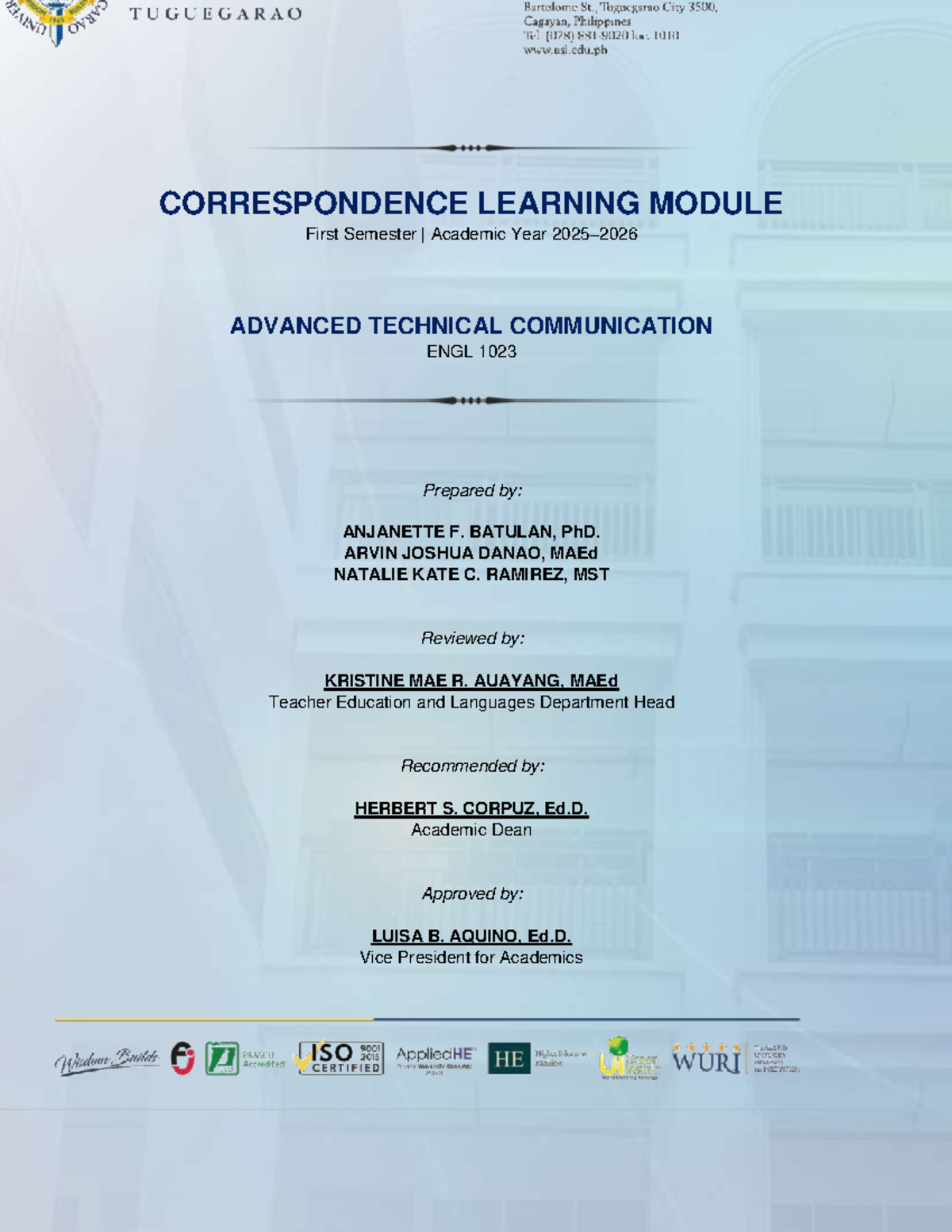 ENGL 1023 - Advanced Technical Communication Learning Module - Studocu
