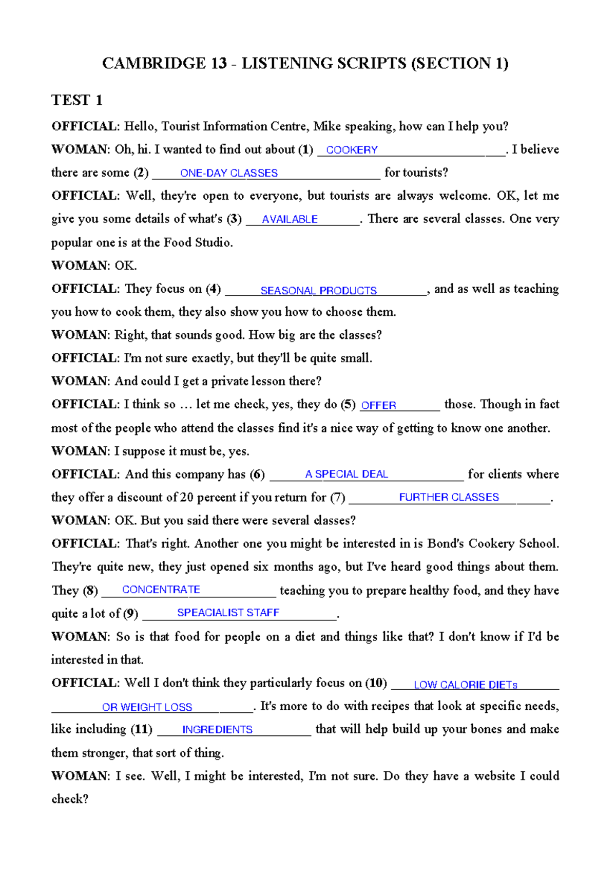 Section 1 - fgagdgffgg - CAMBRIDGE 13 - LISTENING SCRIPTS (SECTION 1 ...