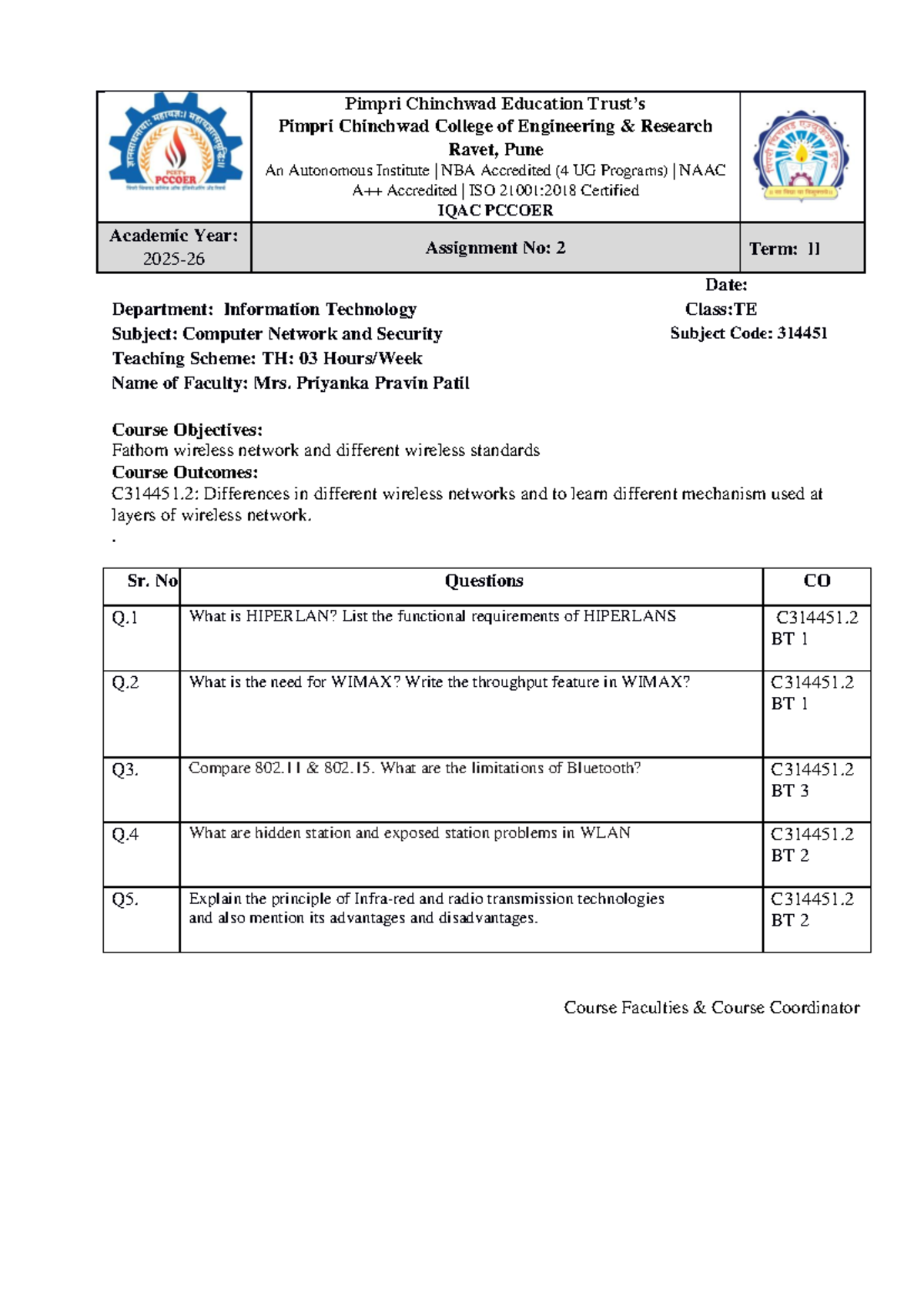 CNS Assignment 2 - Computer Network & Security (314451) - Studocu
