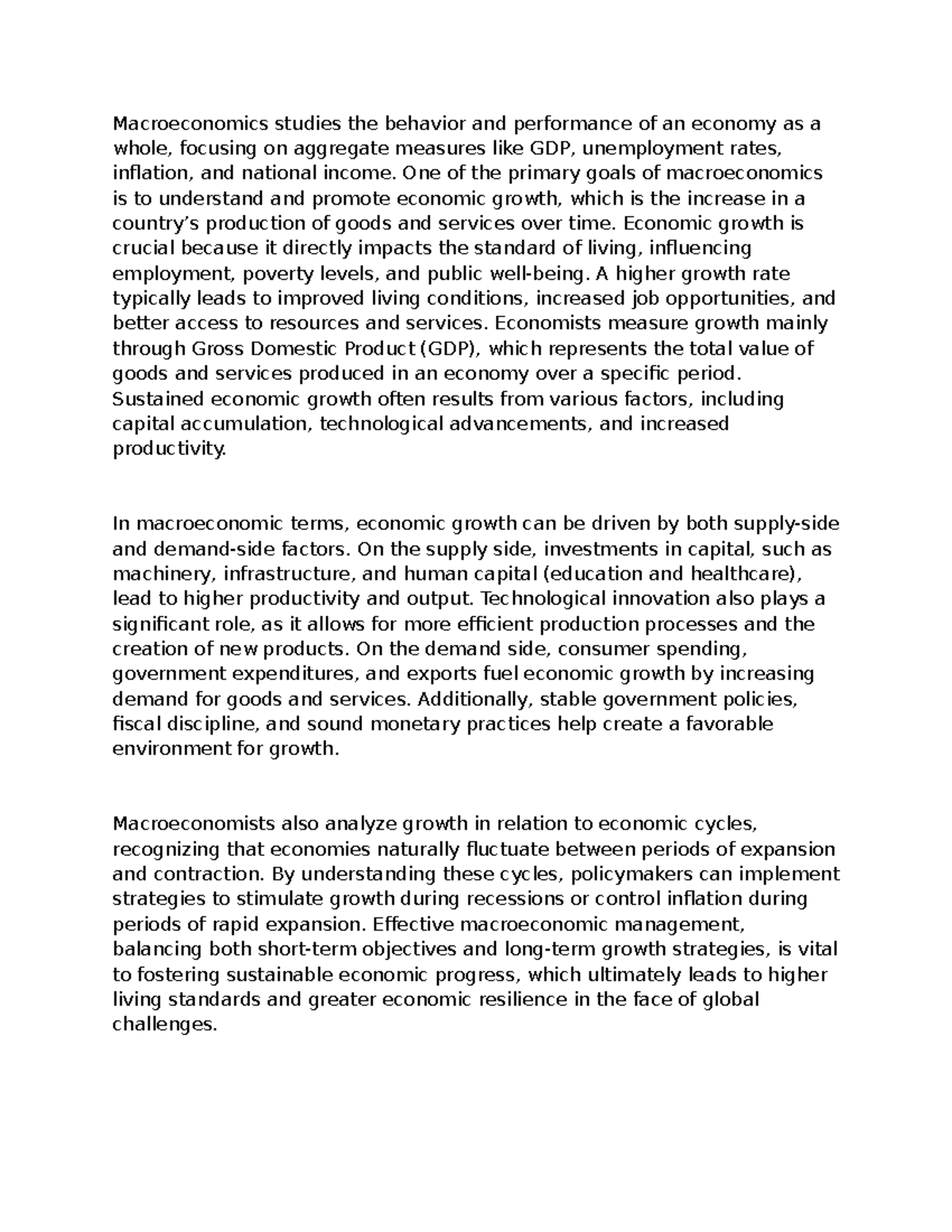 Econ 1010 - Chapter 7 lecture notes - Macroeconomics studies the ...