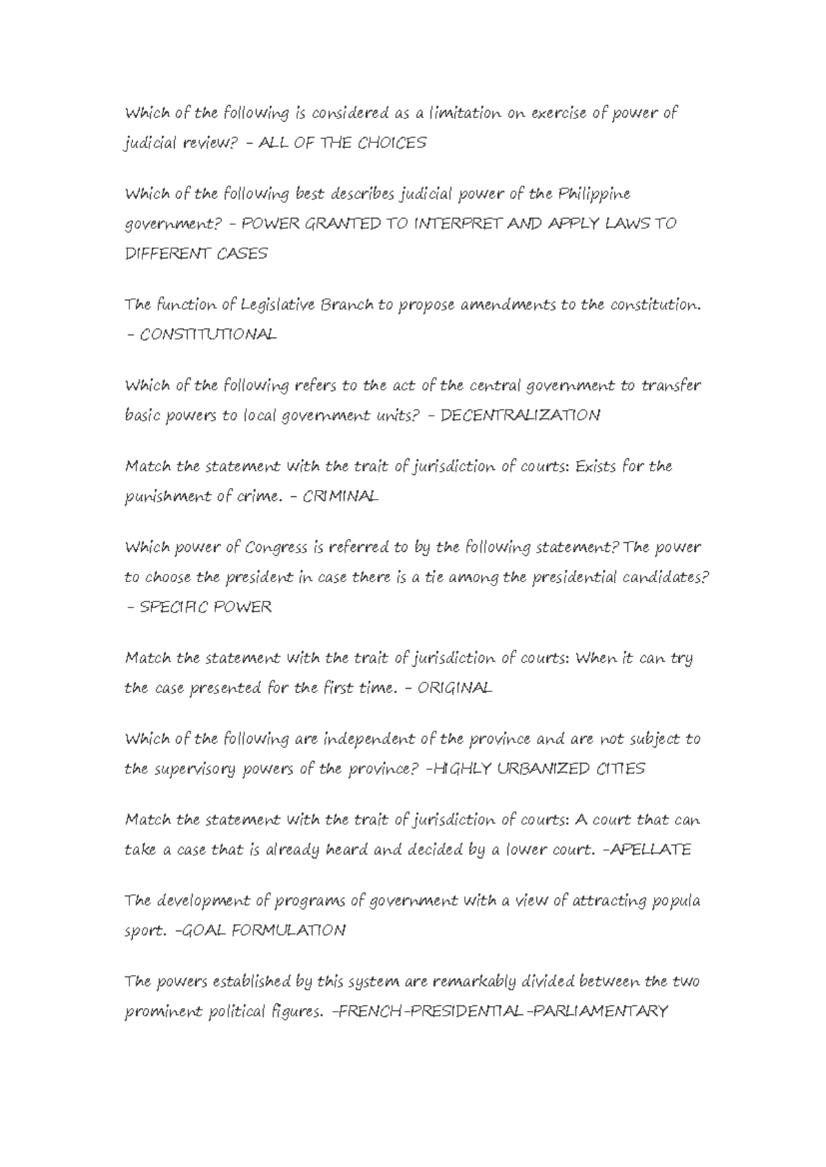 Judicial Power and Limitations: HUMSS 124 Review Notes - Studocu
