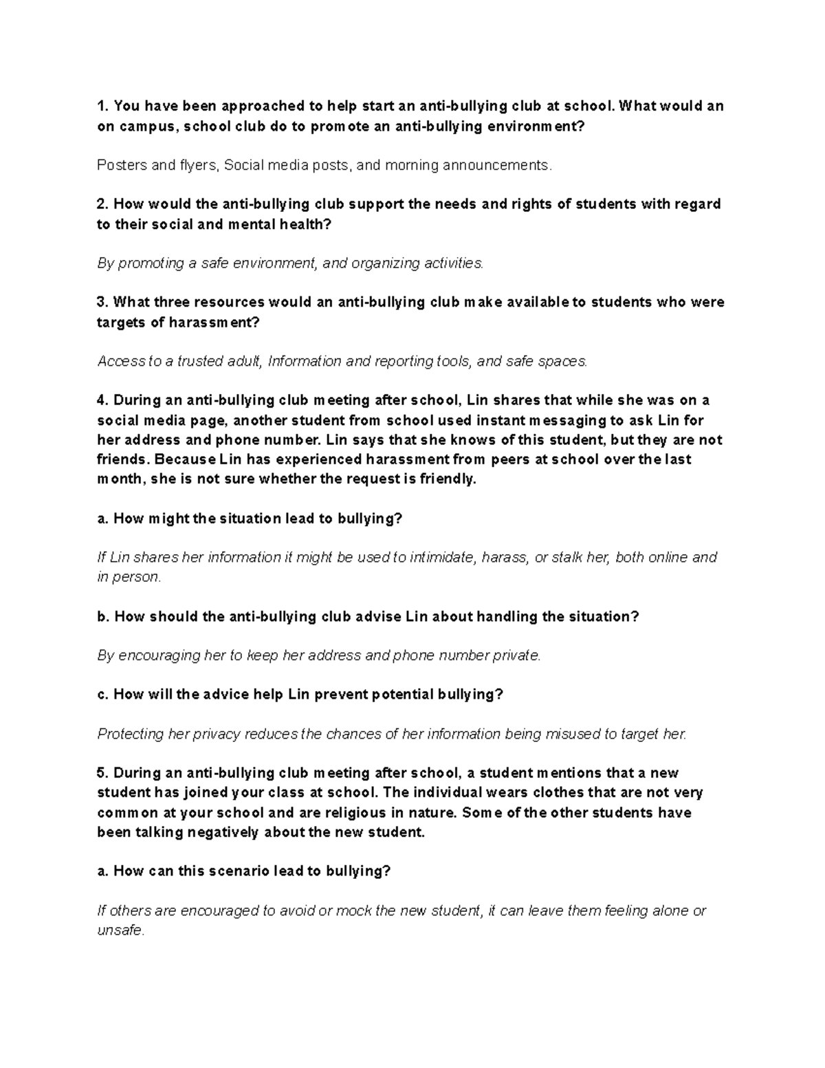 Project Bullying Prevention: Strategies for School Clubs and Student ...