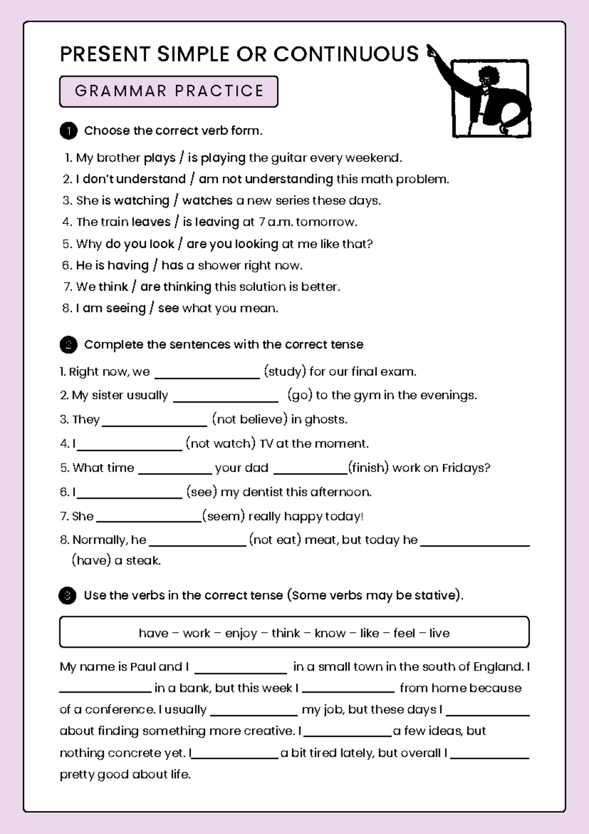 HW Present Tenses - English Practice Material - Studocu