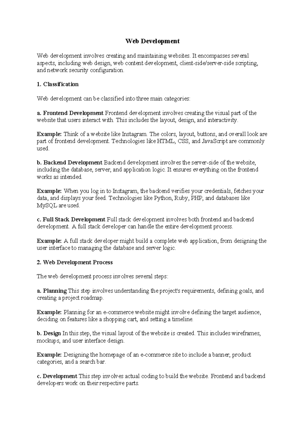 Introduction to Web Development - Web Development Web development ...