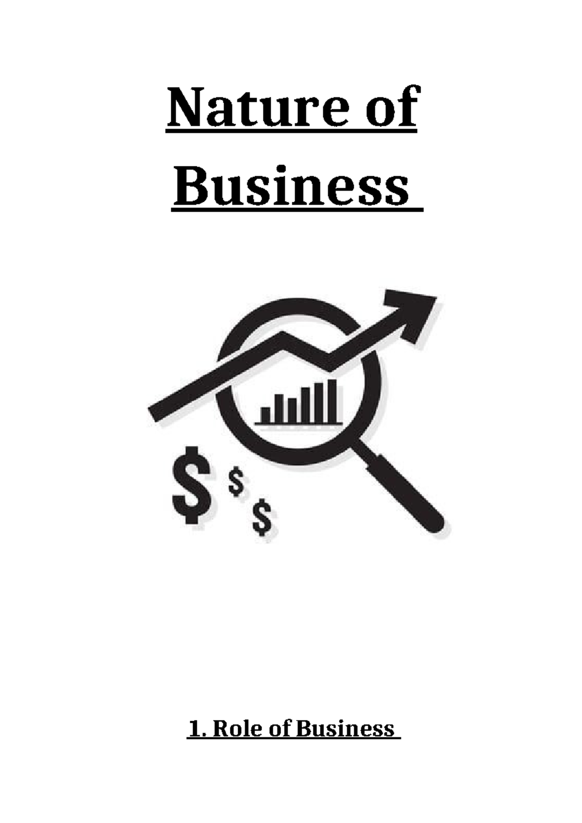 Nature of Business Summary Notes for Course Code: BUS101 - Studocu