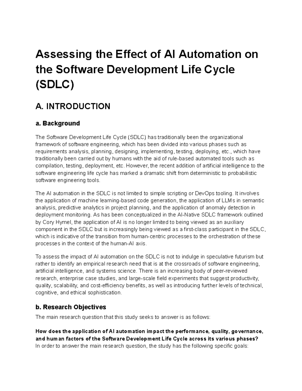 Assessing AI Automation's Impact on SDLC Phases - Research Overview ...