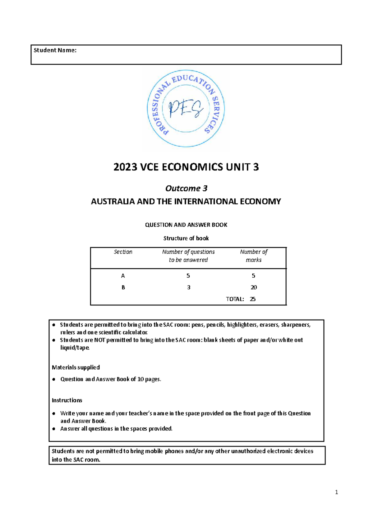 2023 VCE ECONOMICS UNIT 3 AOS 3B Question & Answer Guide - Studocu