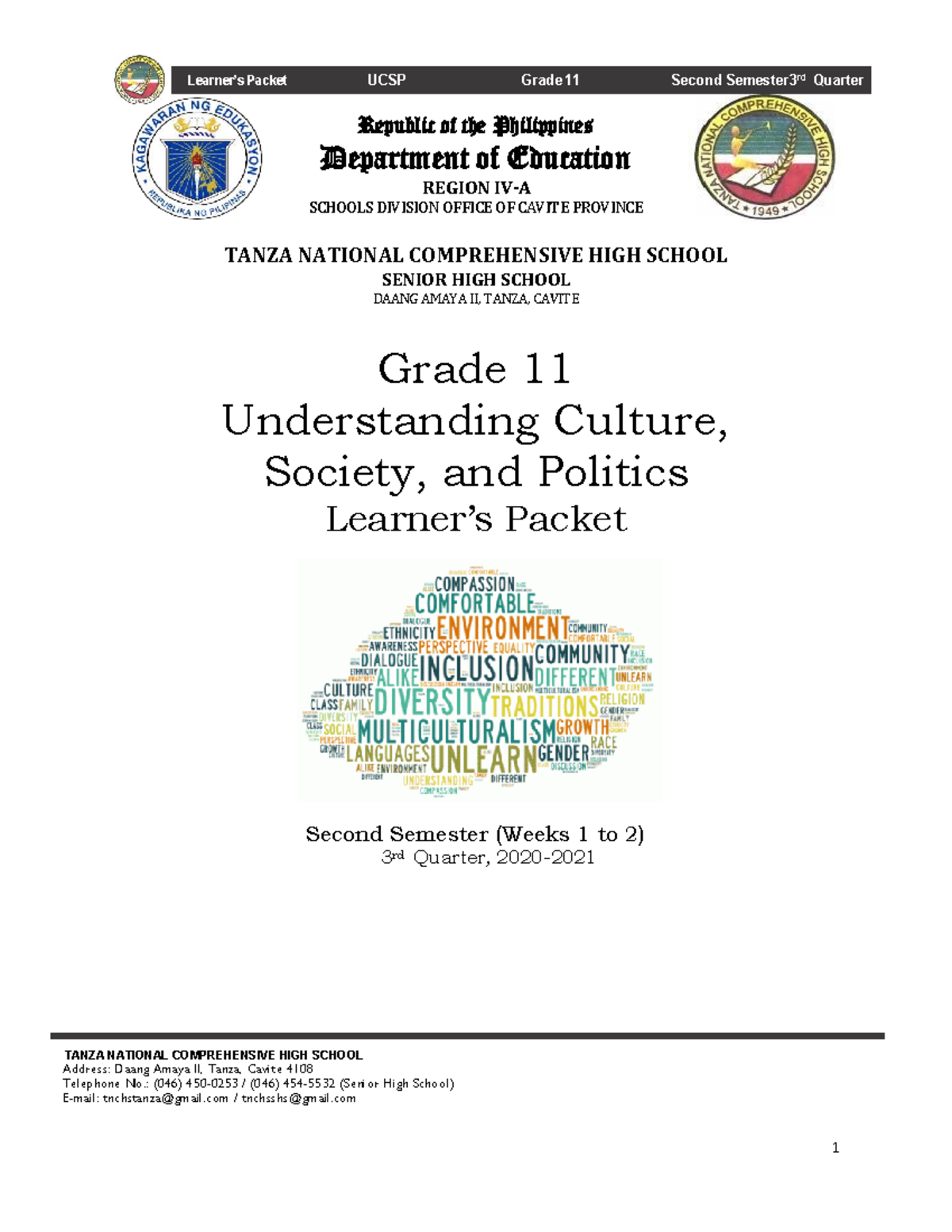 UCSP G11 Learners Packet: Weeks 1-2, 3rd Quarter Overview - Studocu