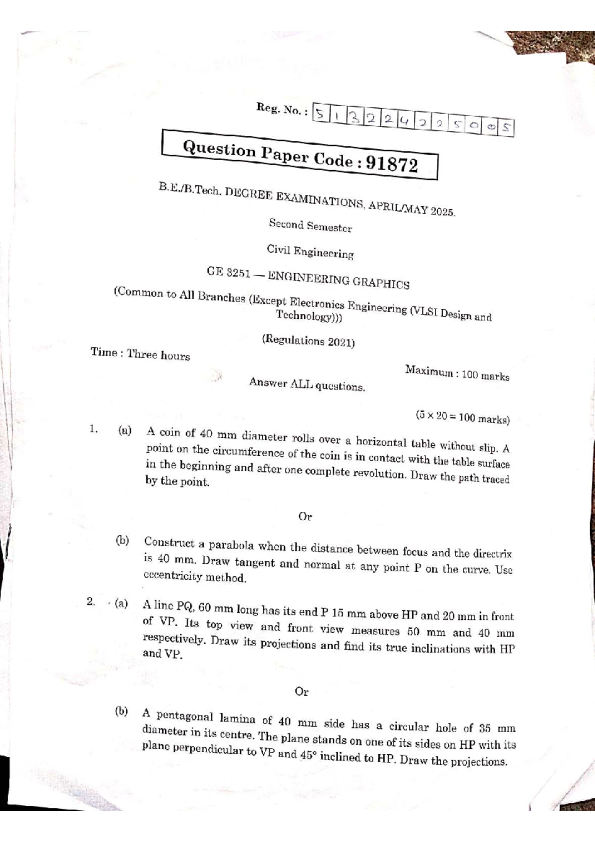 GE 3252 Final Exam Question Paper - Tamils and Technology 2025 - Studocu