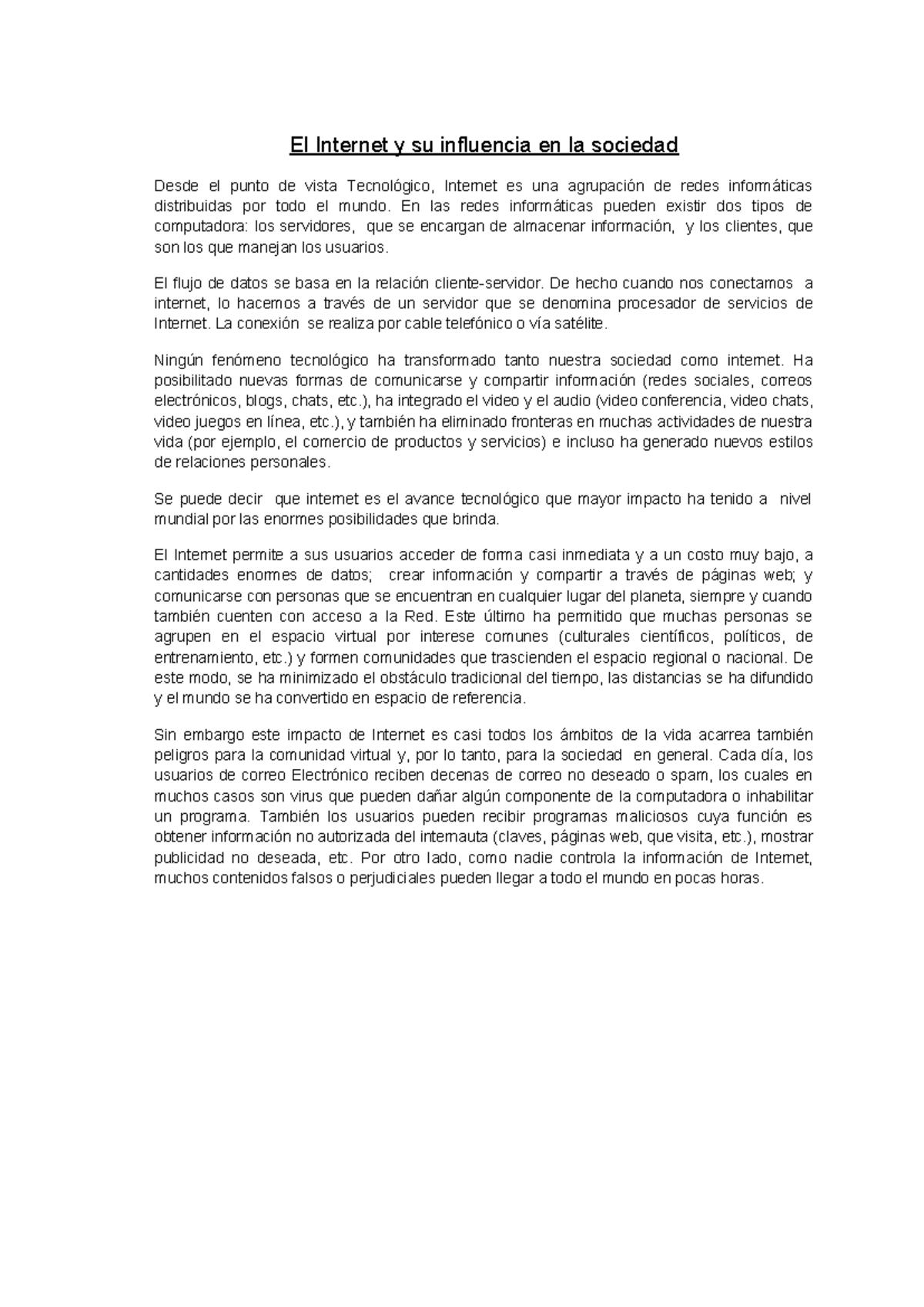 El Internet y su Impacto en la Sociedad Actual: Un Análisis Tecnológico ...