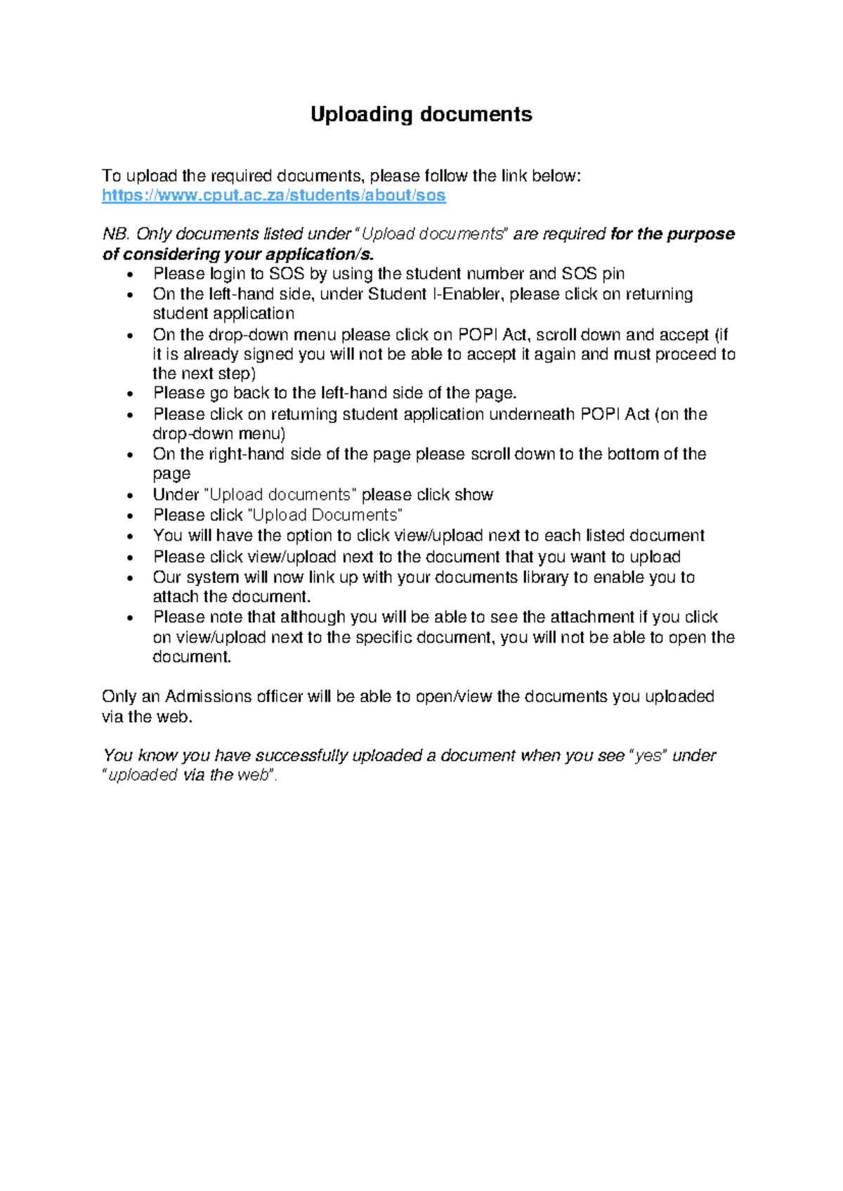Uploading Documents Guidelines for Returning Students - Studocu