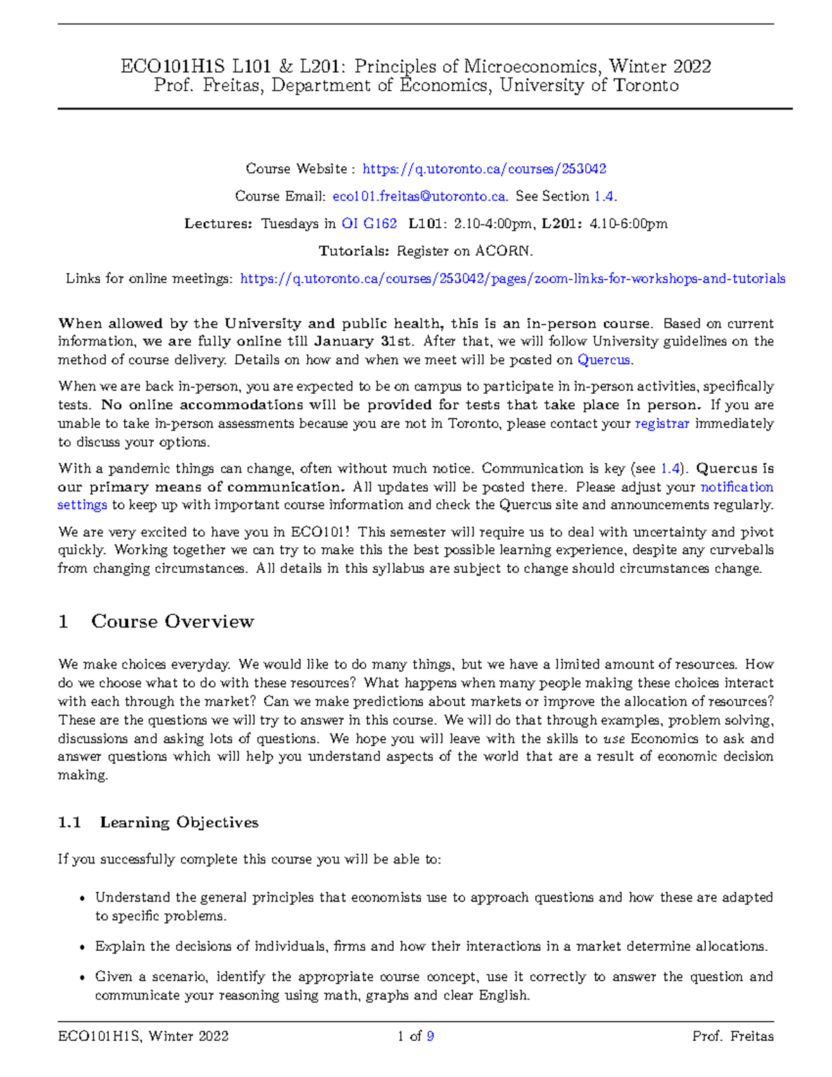 ECO101 Winter 2022 L101 L201 Syllabus - ECO101H1S L101 & L201 ...
