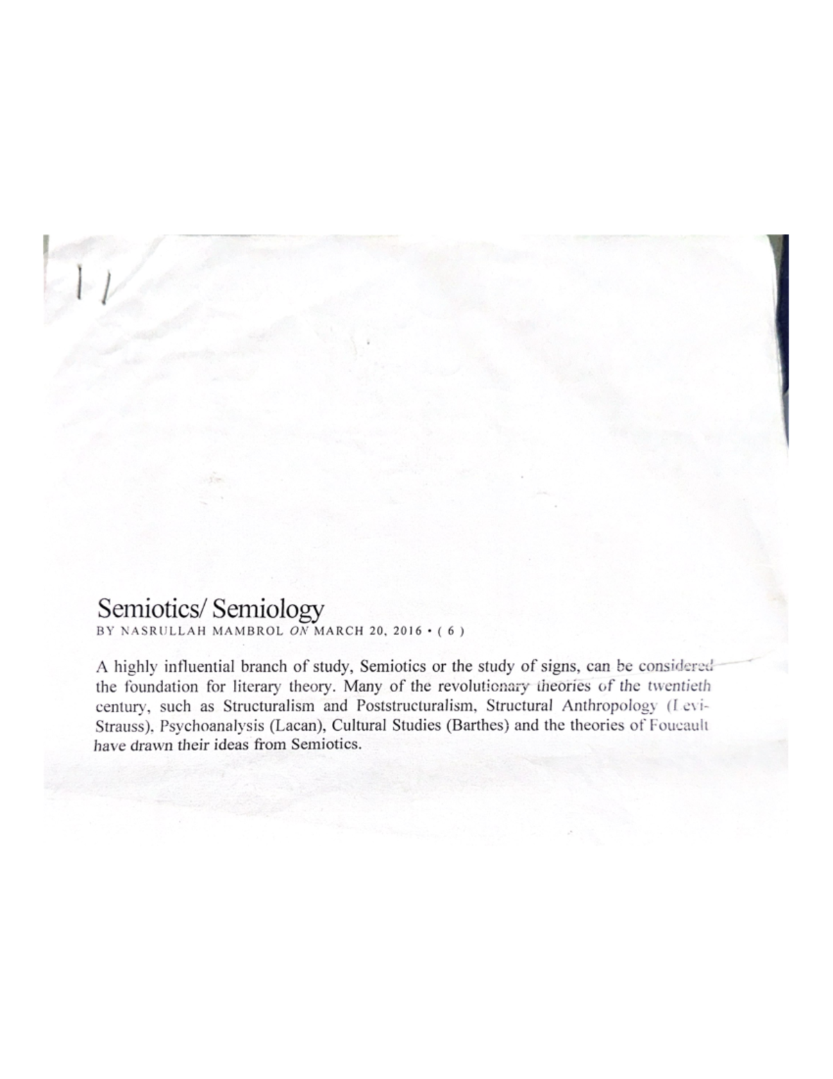 Semiotics & Semiology: Comprehensive Study Notes (Course Code) - Studocu