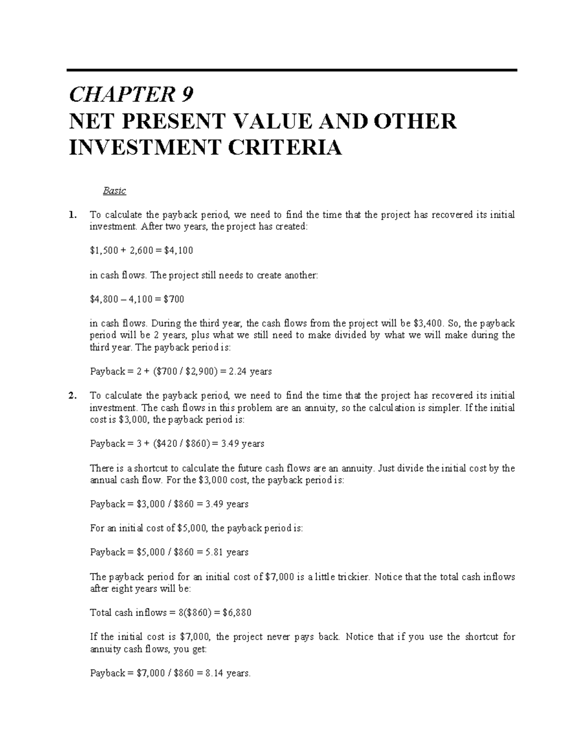 Chapter 9 PM Practice Questions: NPV, IRR, and Investment Criteria ...