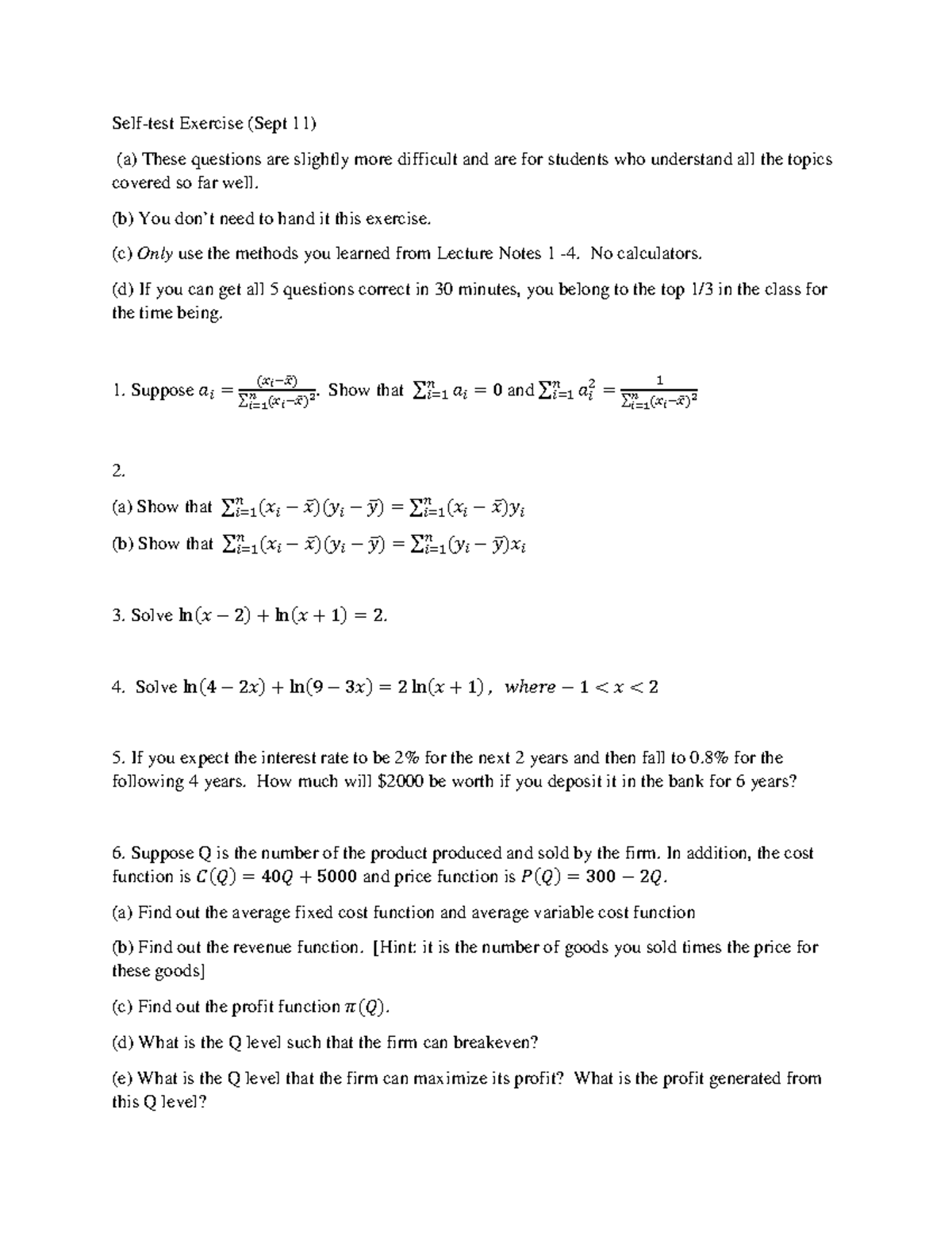 Self-Test Exercise 1: Extra Practice for Course [Code] - Studocu