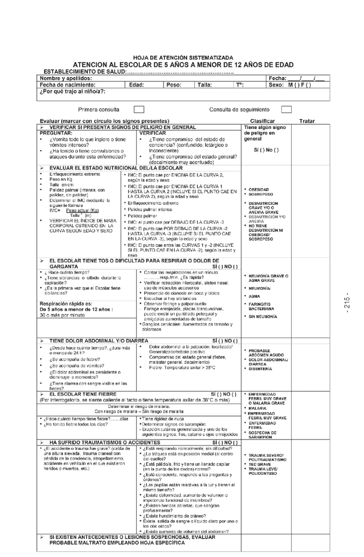 Hoja de Atención Sistemática para Escolar de 5 a 12 Años - Document Preview