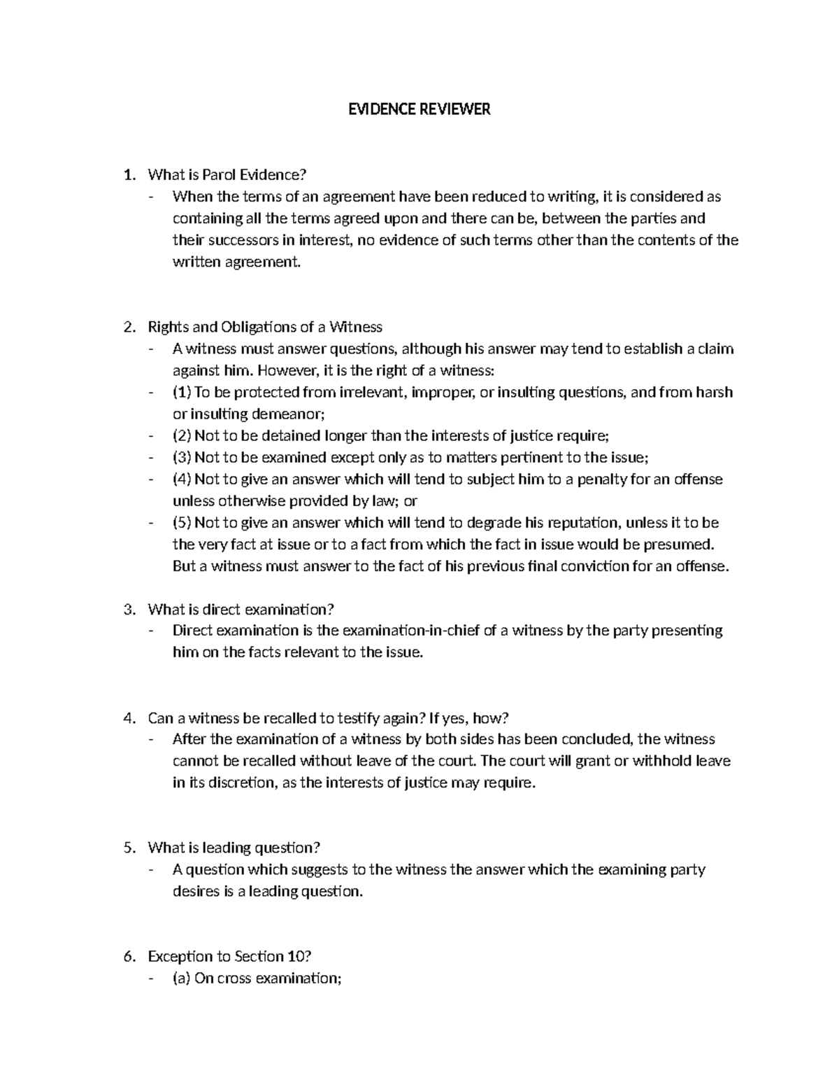 Evidence Reviewer Summary for BS Criminology Course - Studocu