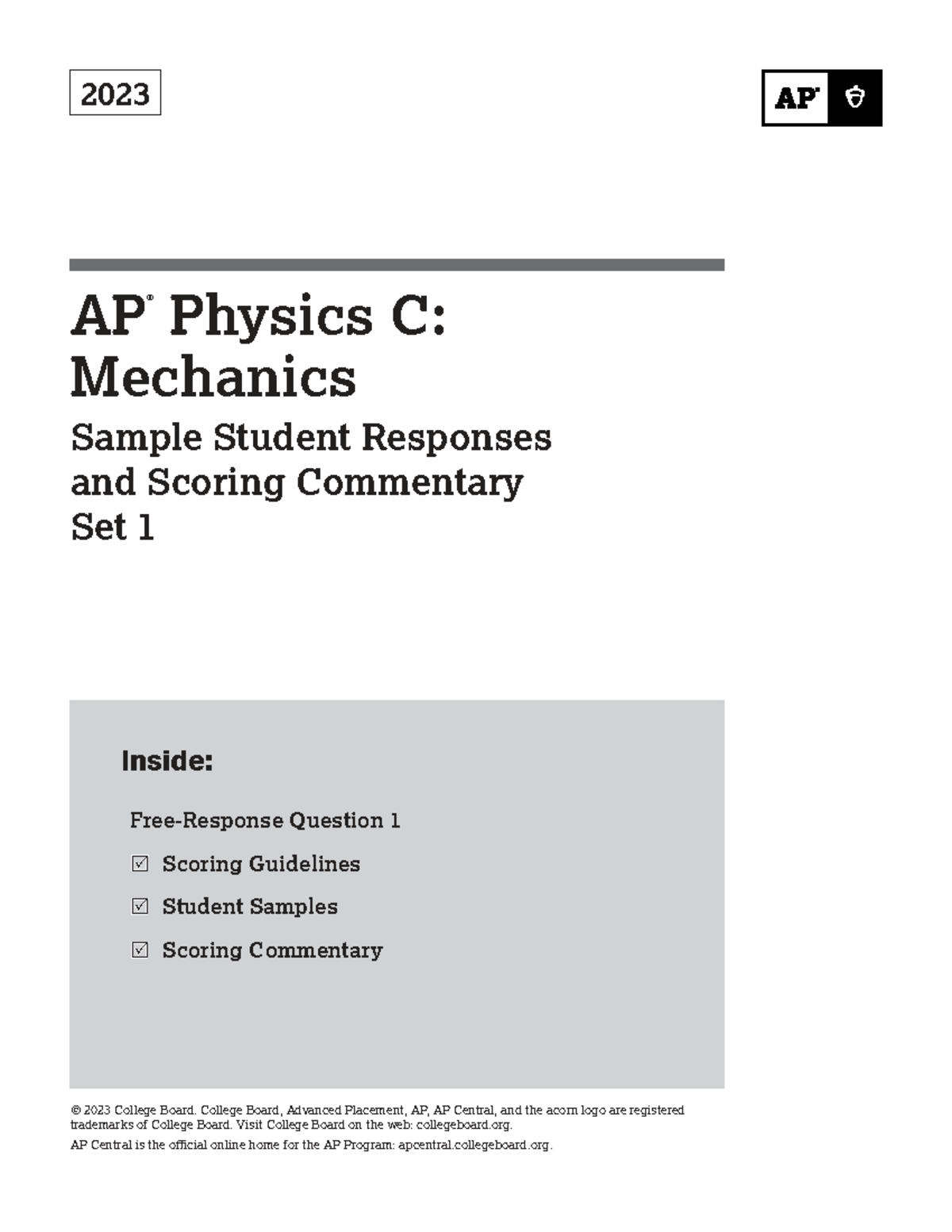 AP Physics C: Mechanics FRQ Practice - Sample Responses & Scoring 2023 ...