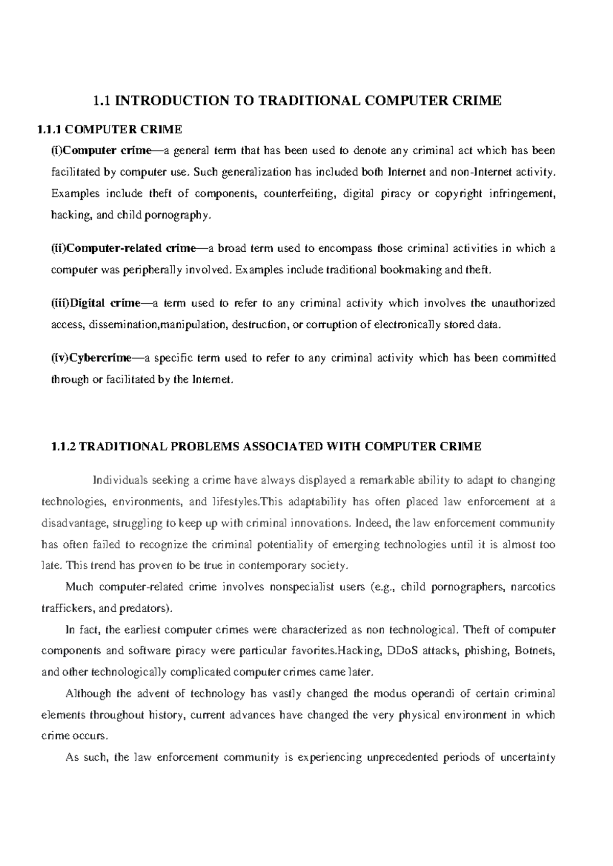 1.1 Introduction to Computer Crime: Traditional Problems and Challenges ...