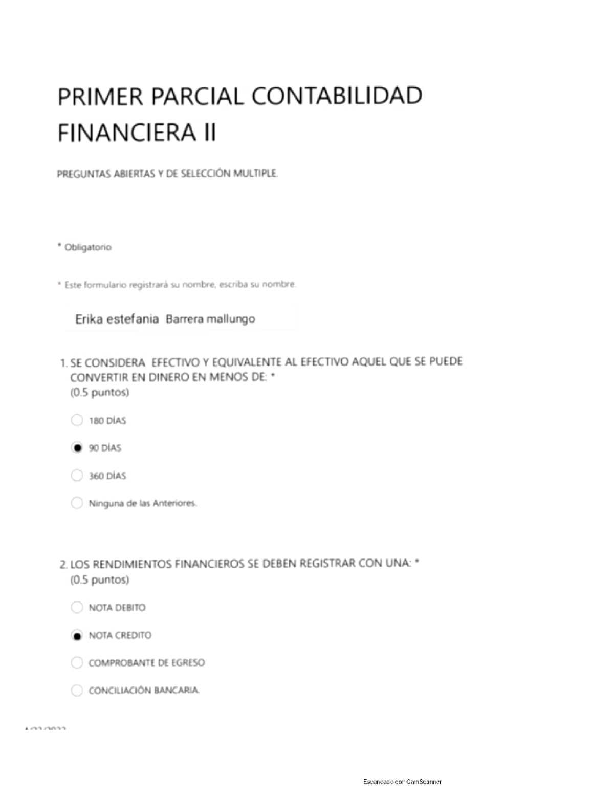 1 parcial de contabilidad de segundo semestre - contaduria - Studocu