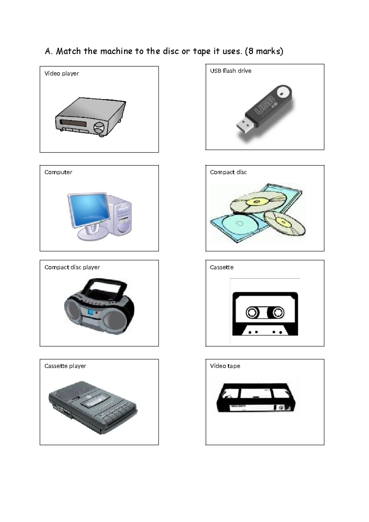 Nouns computers communication - Ingles - A. Match the machine to the ...