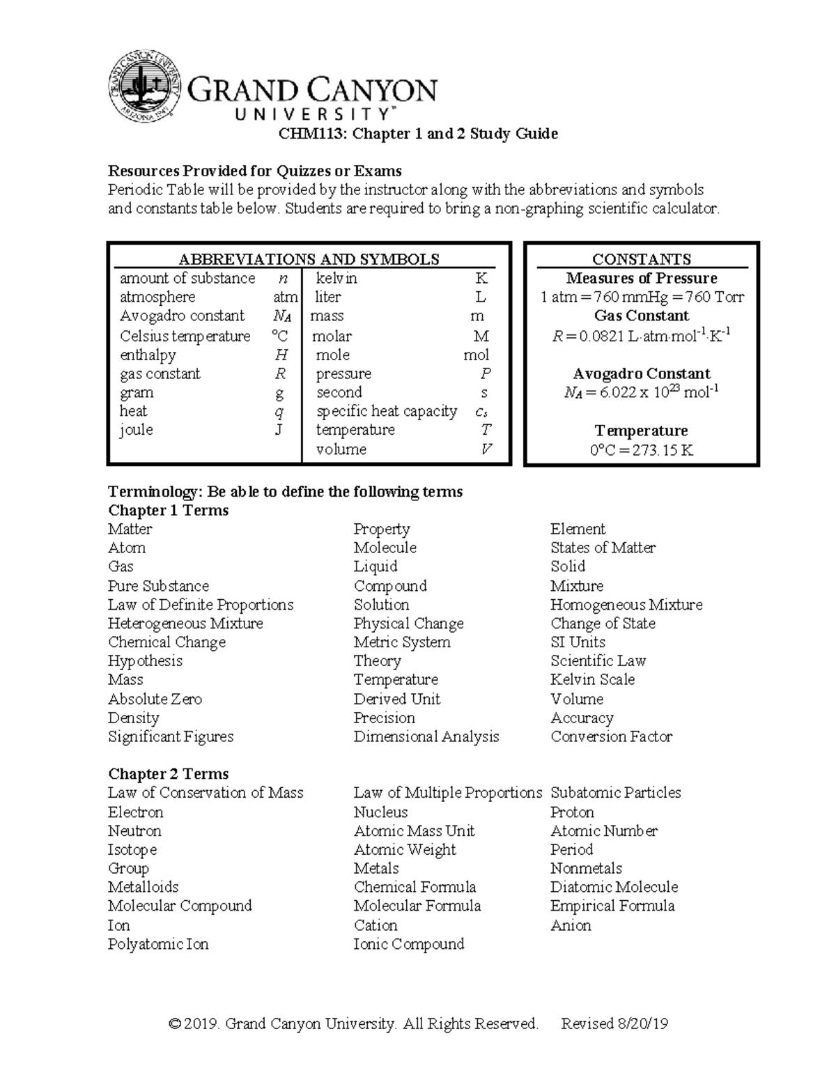 CHM113 Ch1 & Ch2 Comprehensive Study Guide for Exams - Studocu