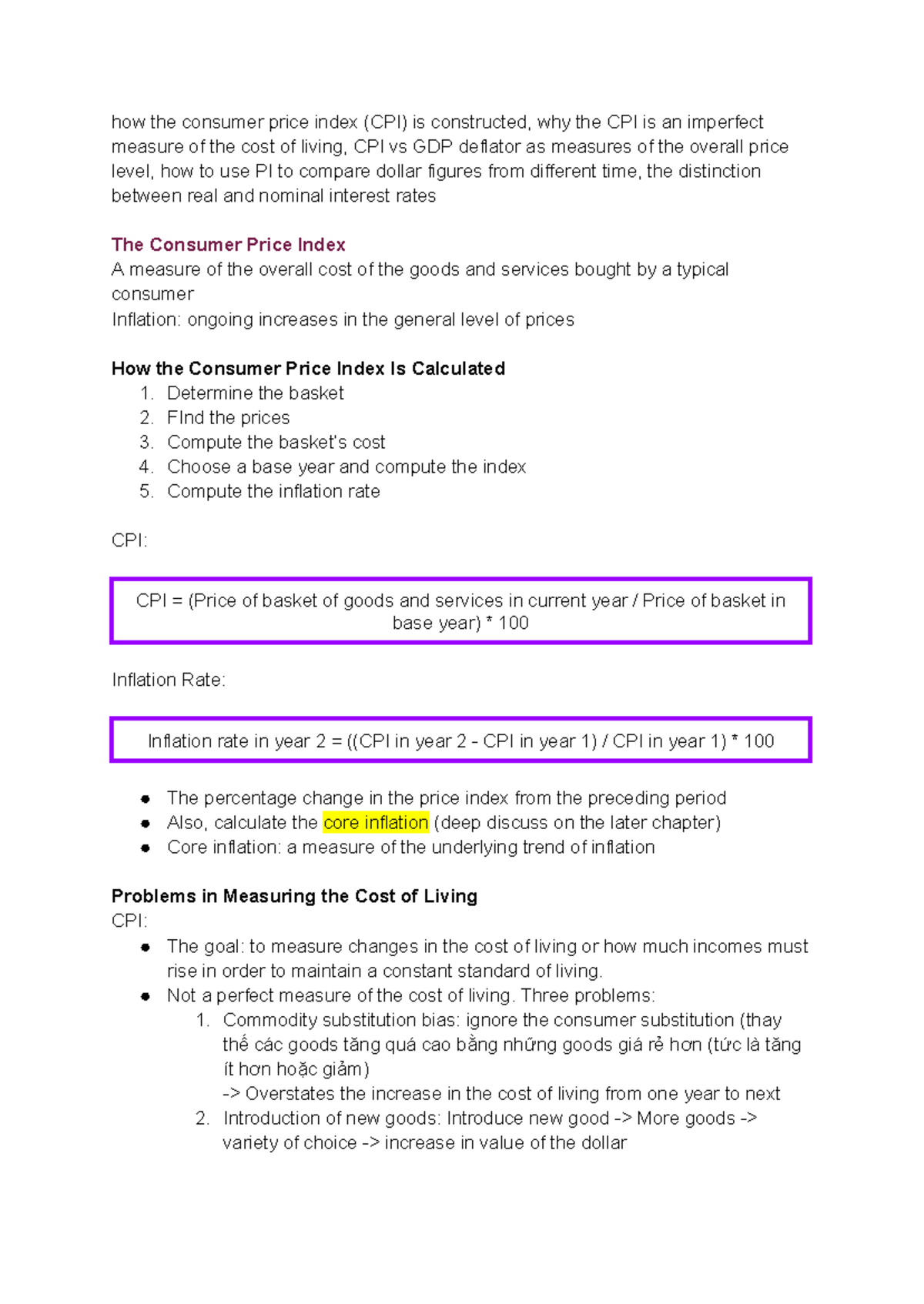 EC140 Lesson 2: Understanding the Consumer Price Index (CPI) - Studocu