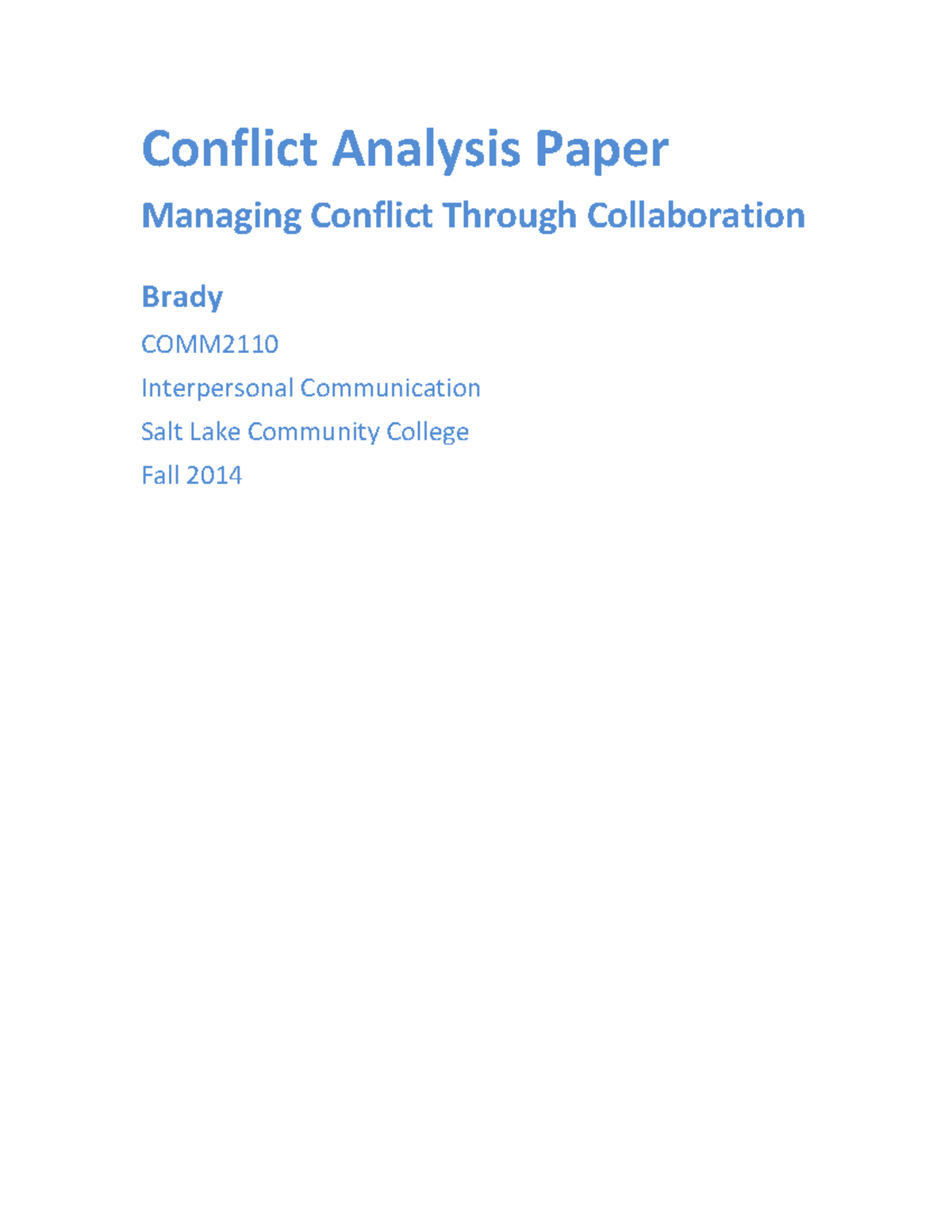 Conflict Analysis Paper Backpackers - Conflict Analysis Paper Managing ...