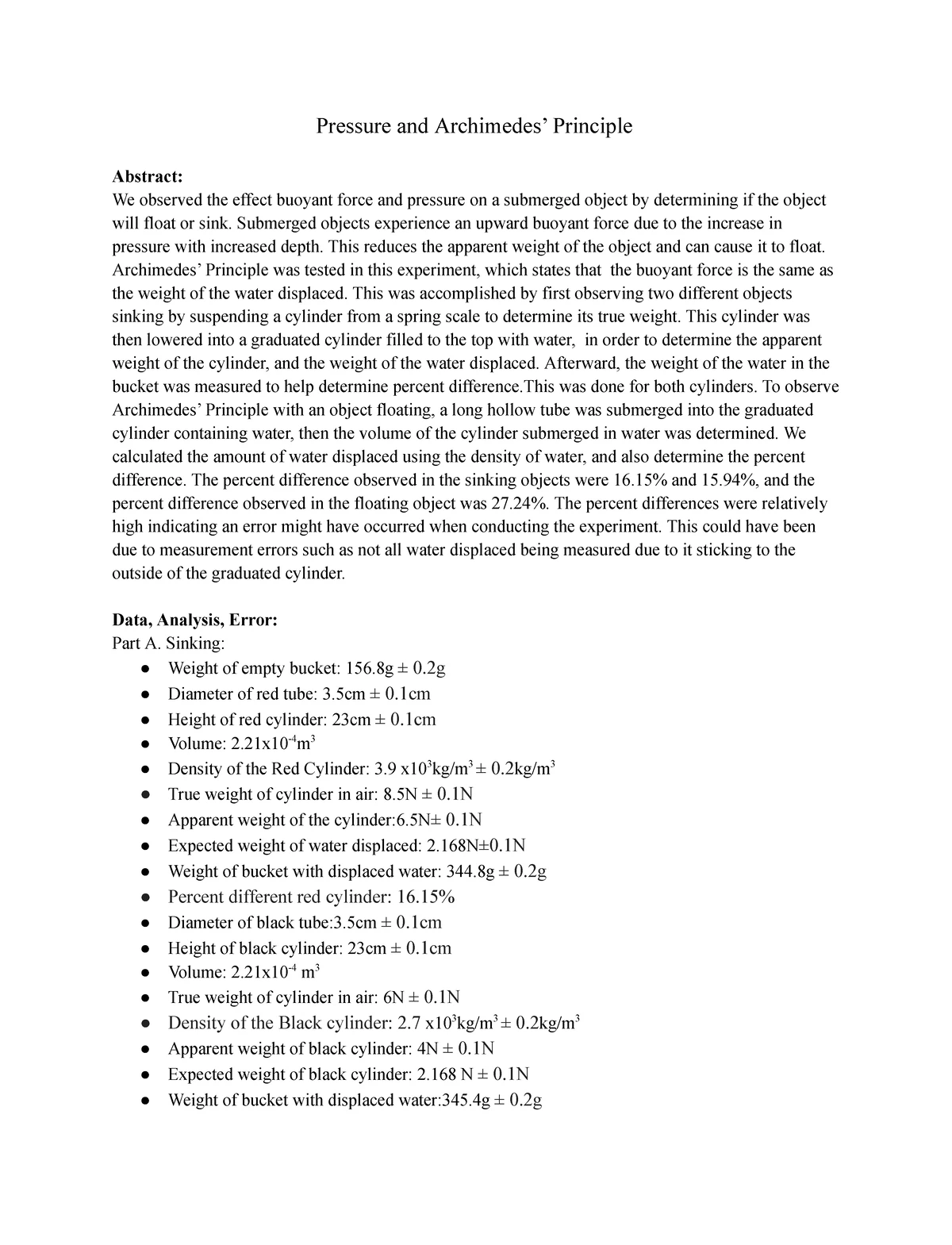 Cal Poly PHYS 122 College Physics 2 Lab Report 9 Reflection and ...