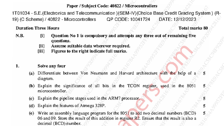 AC 40822 Microcontrollers Final Exam Notes - Dec 2023 - Studocu