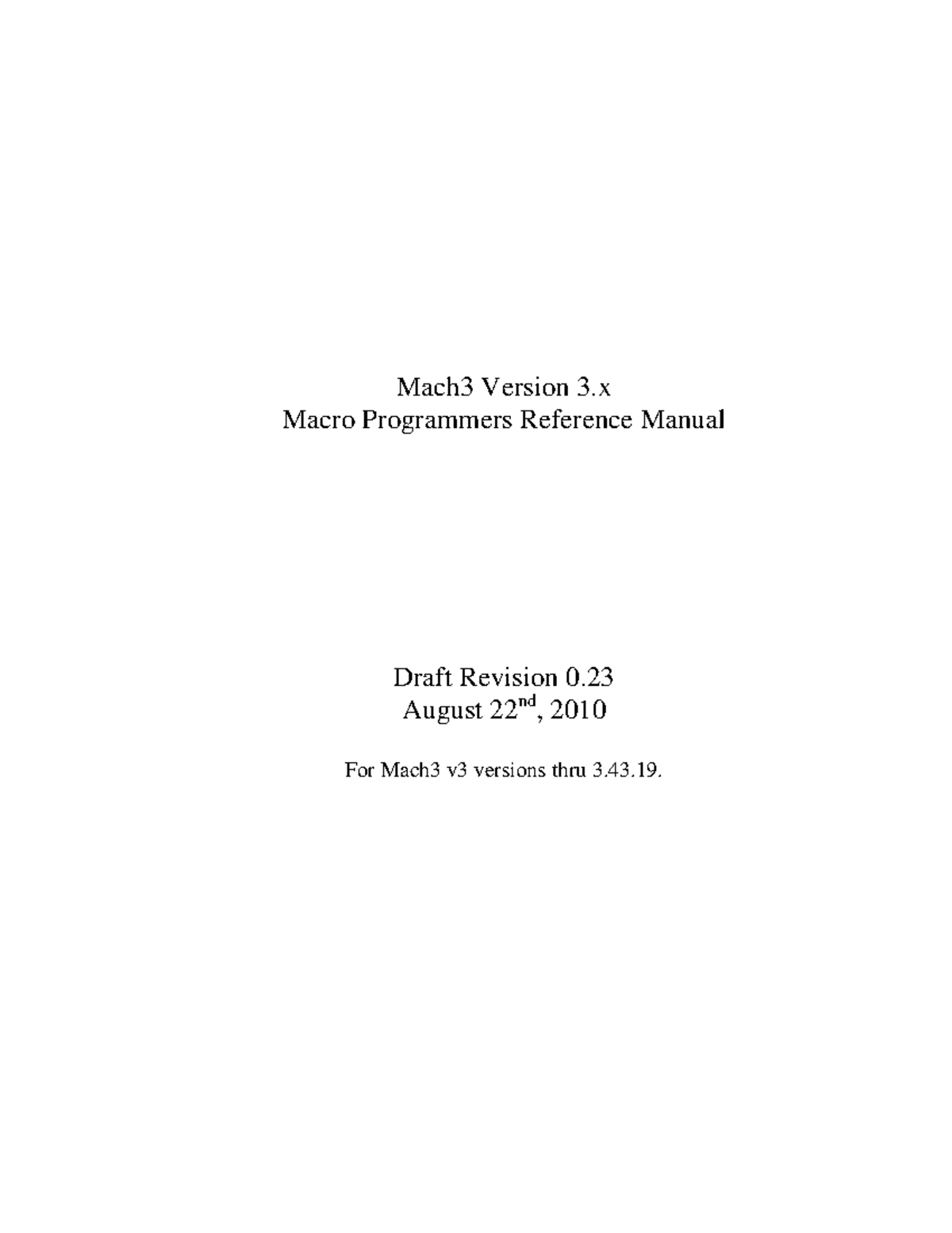 Mach3 V3 Macro Programming Reference Manual (Draft Rev 0.23) - Studocu