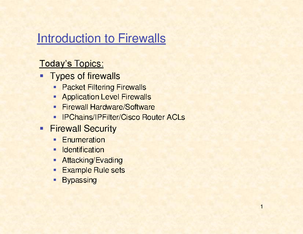 Firewall Notes: Types, Functions, and Security Measures - Studocu