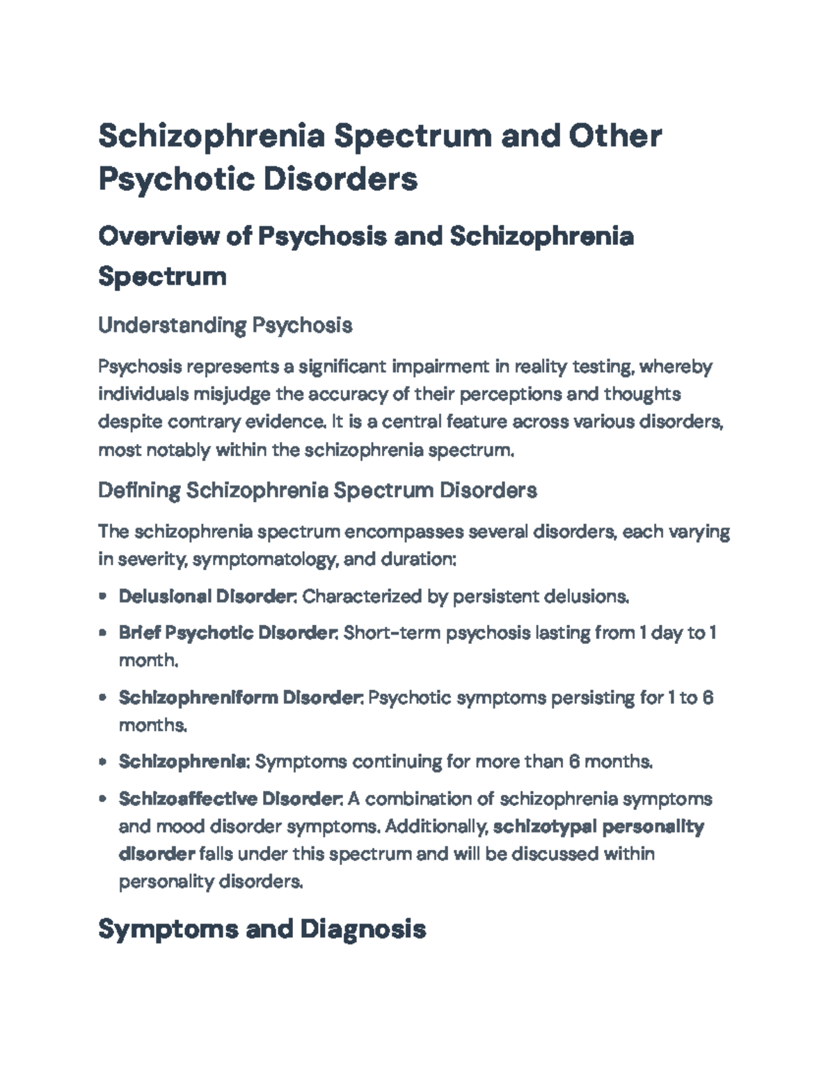 Comprehensive Overview of Schizophrenia Spectrum & Psychotic Disorders ...