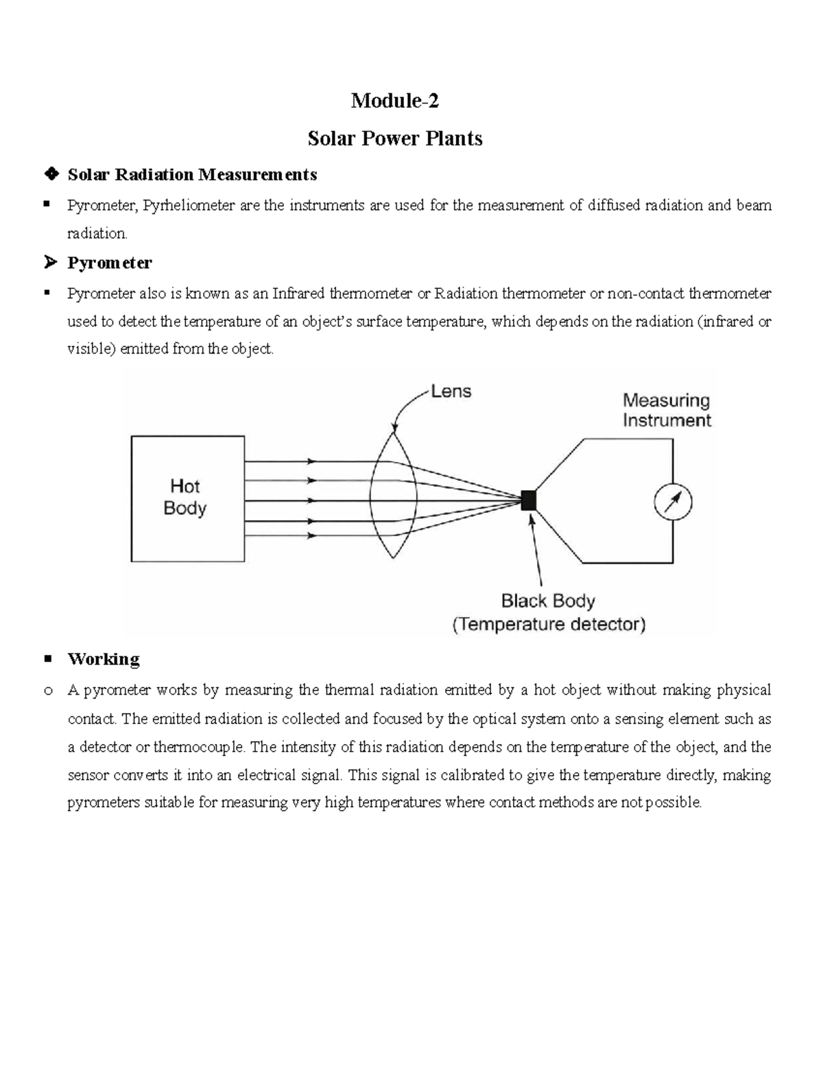 Module-2: Solar Power Plants - Measurement Instruments and Technologies ...